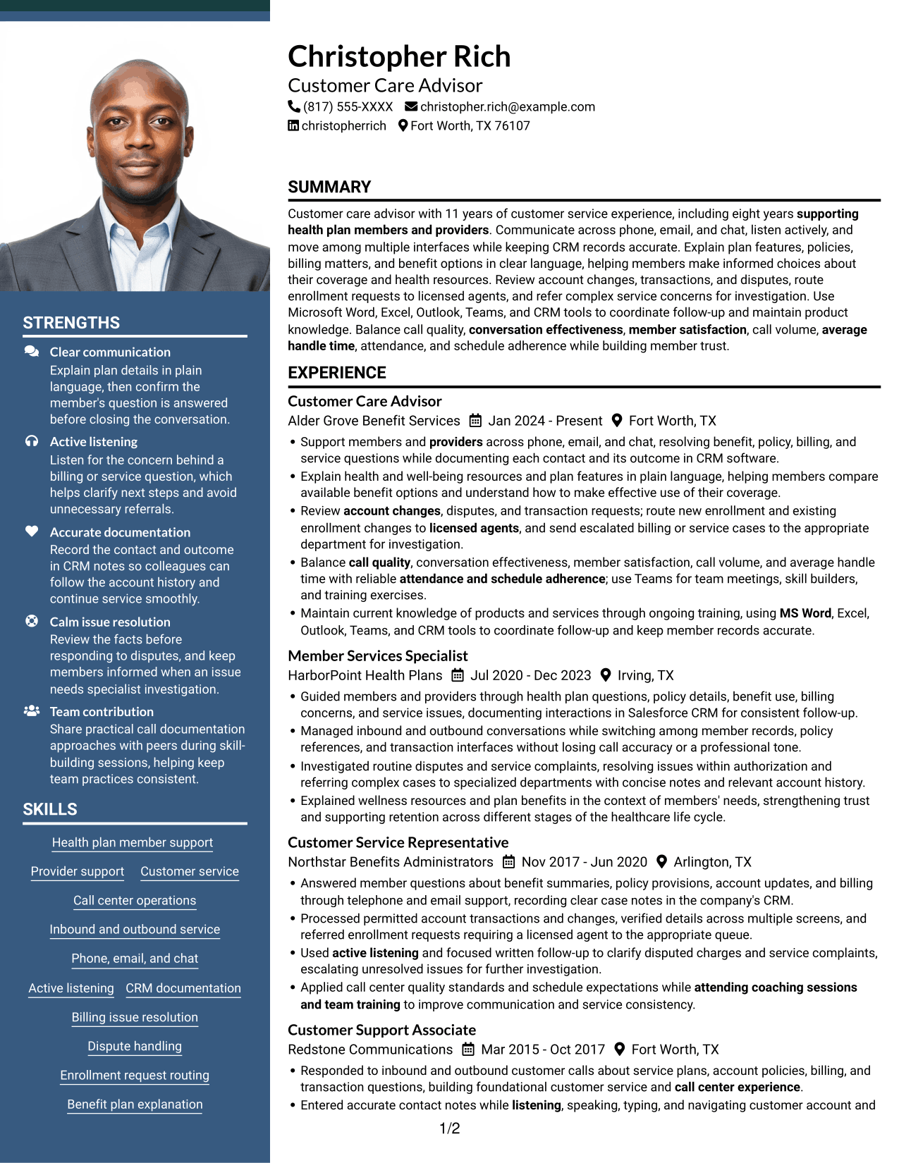 Resume example — page 1