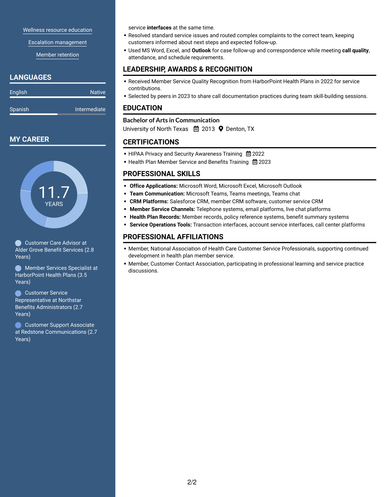 Resume example — page 2