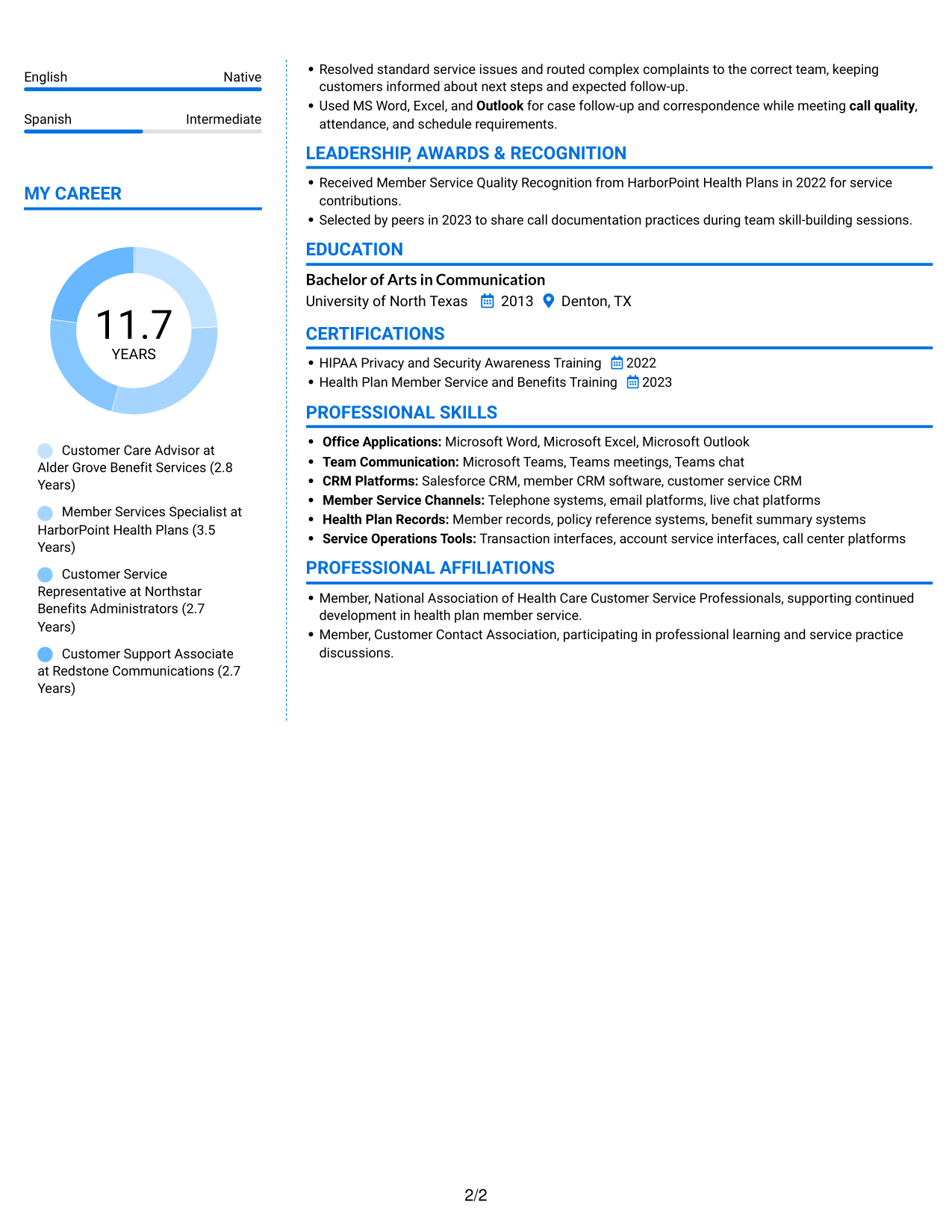 Resume example — page 2