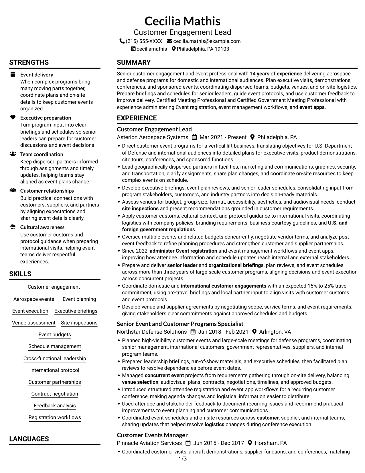 Resume example — page 1