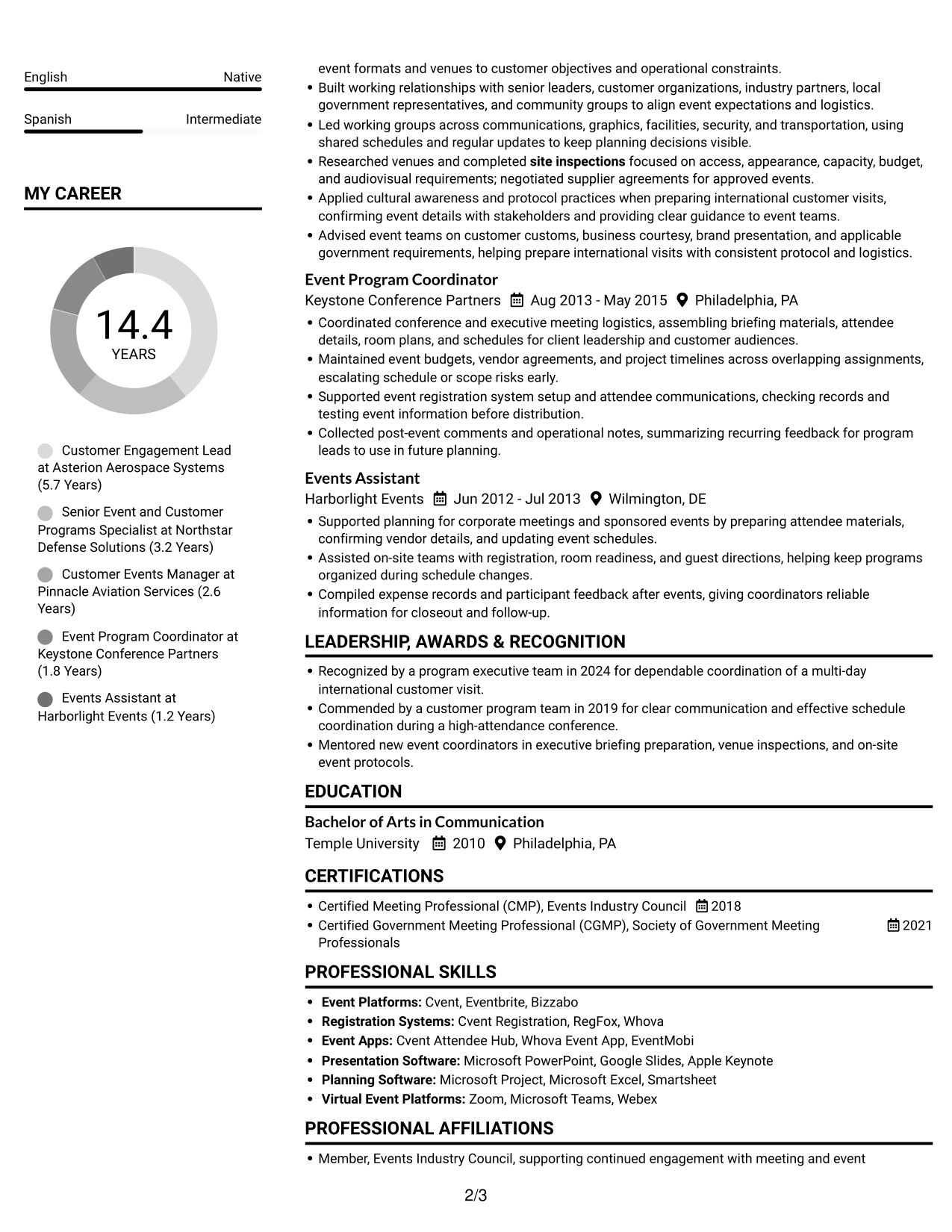 Resume example — page 2