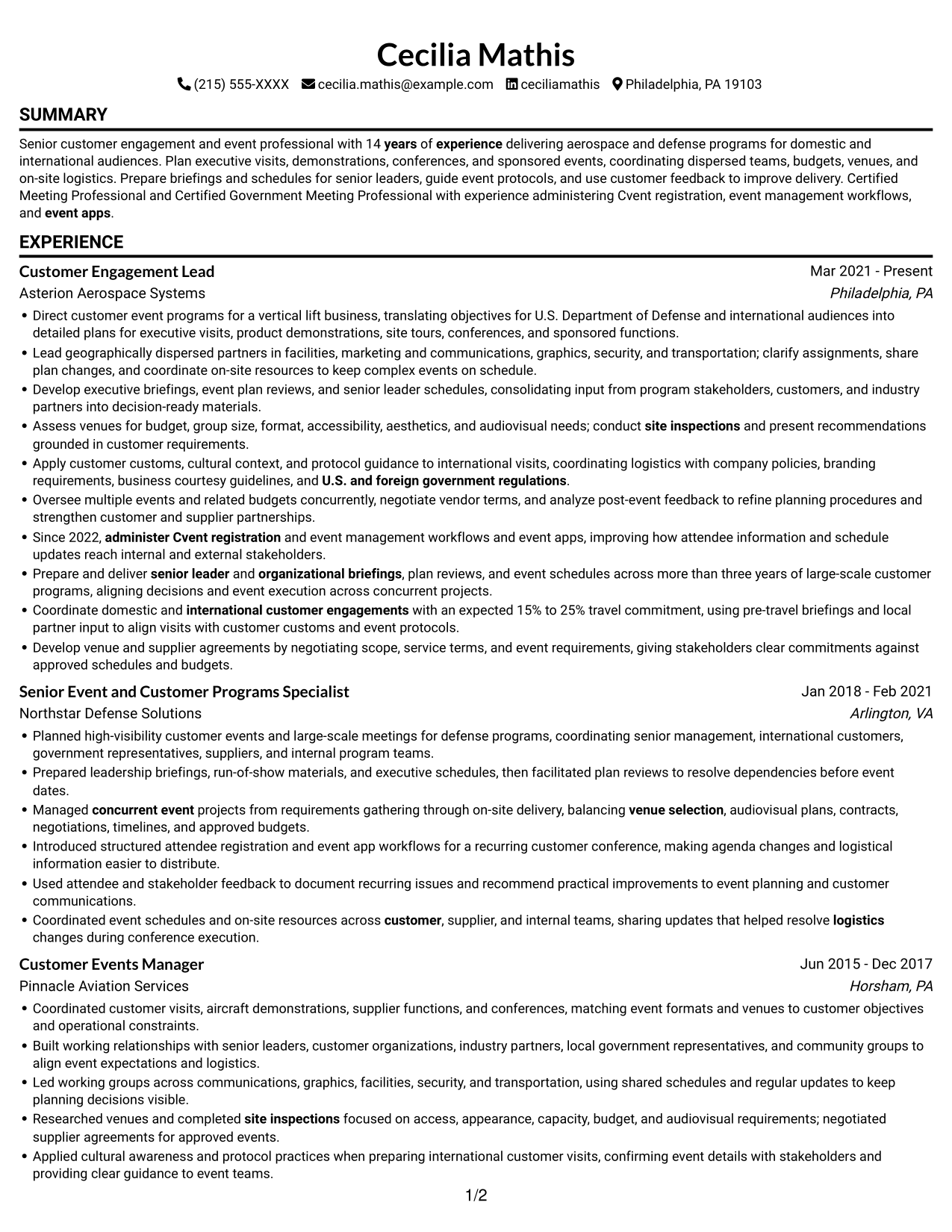 Resume example — page 1