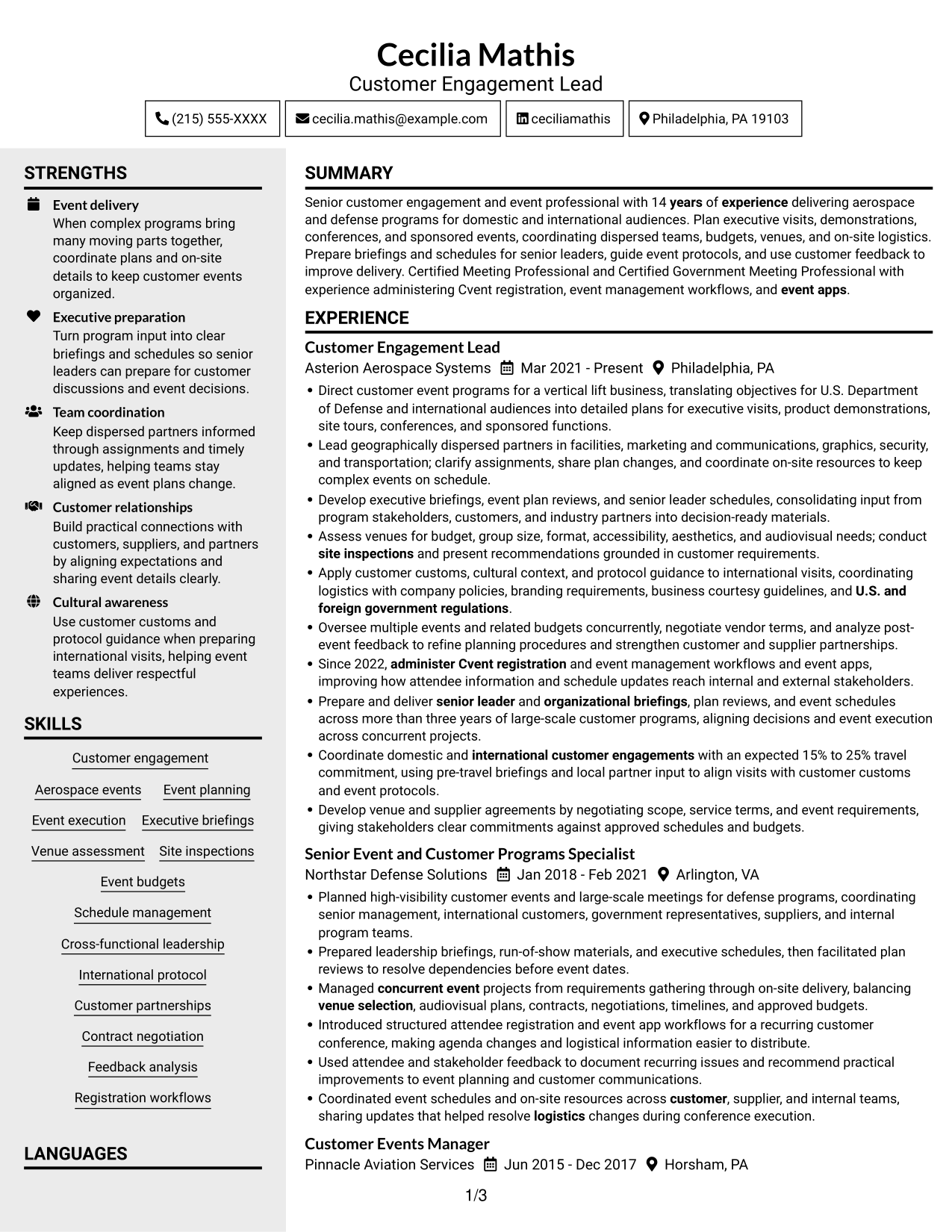 Resume example — page 1
