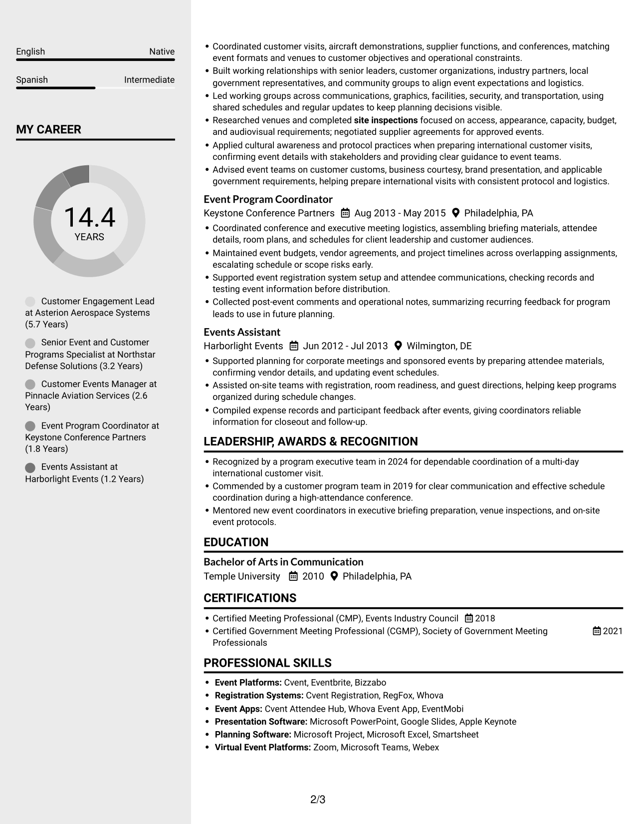 Resume example — page 2