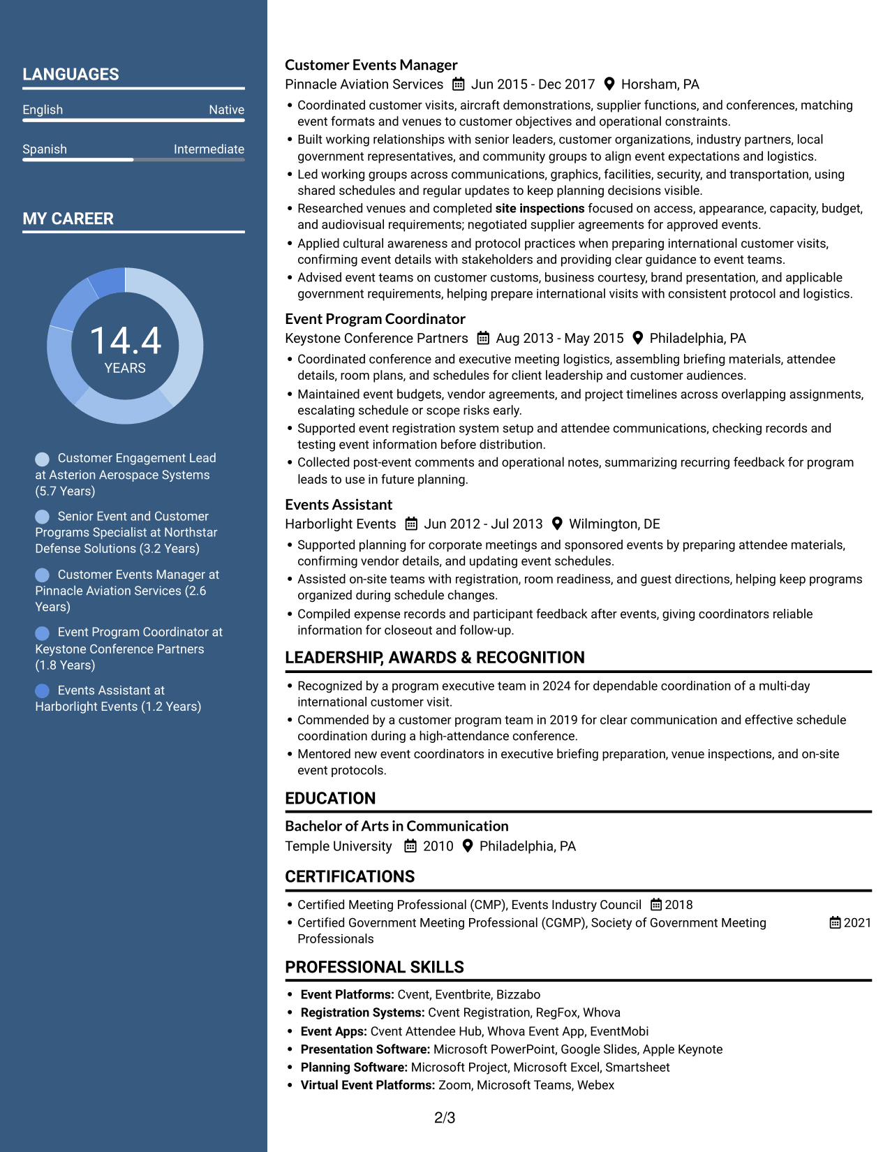 Resume example — page 2
