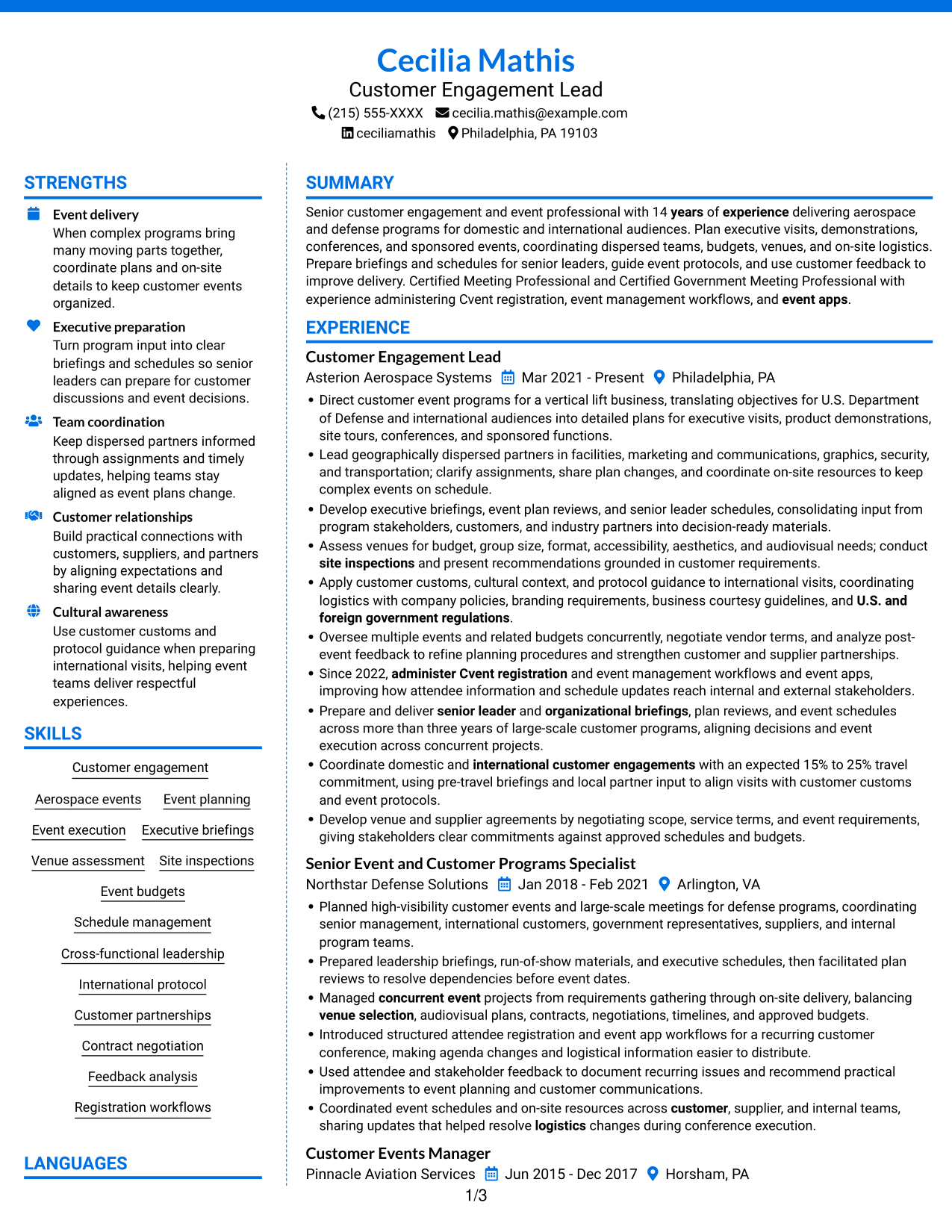 Resume example — page 1