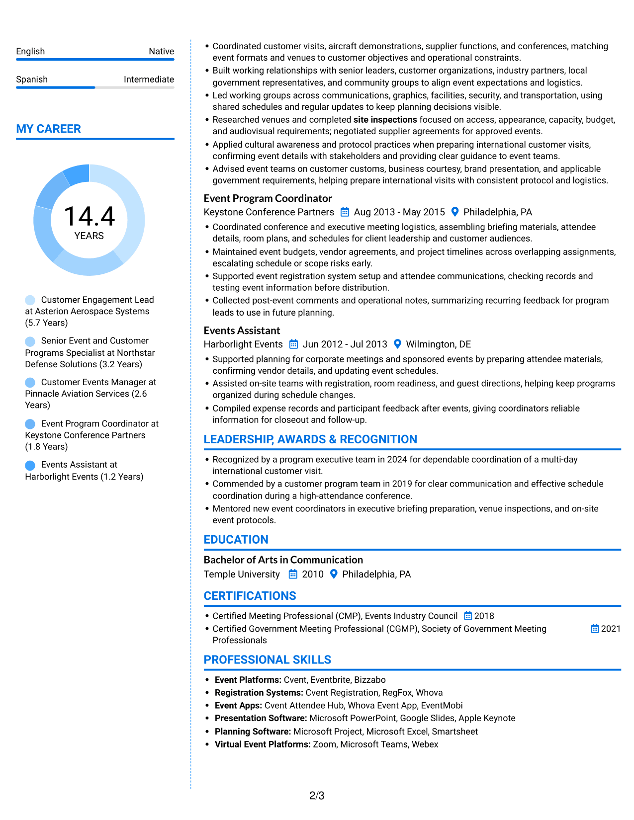 Resume example — page 2