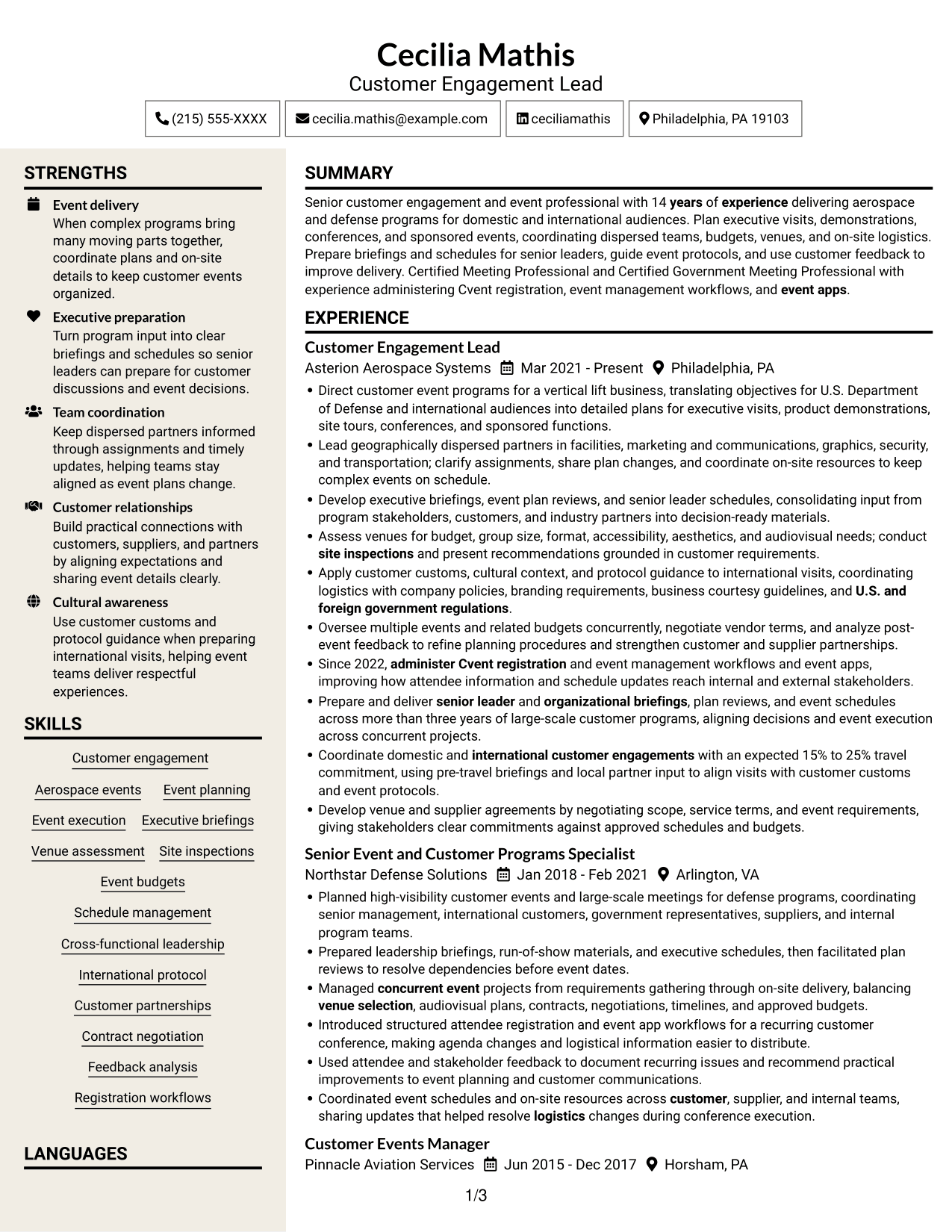 Resume example — page 1