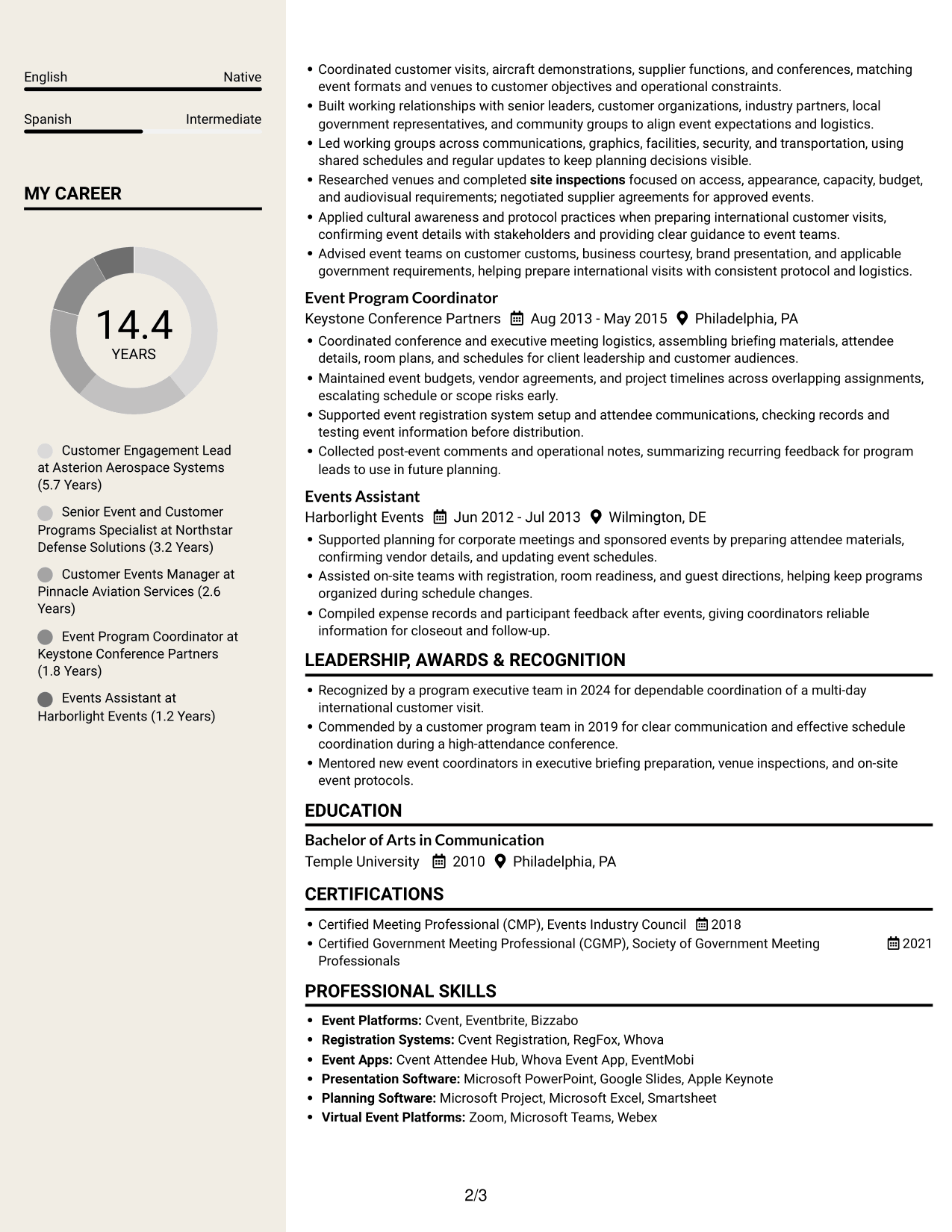 Resume example — page 2