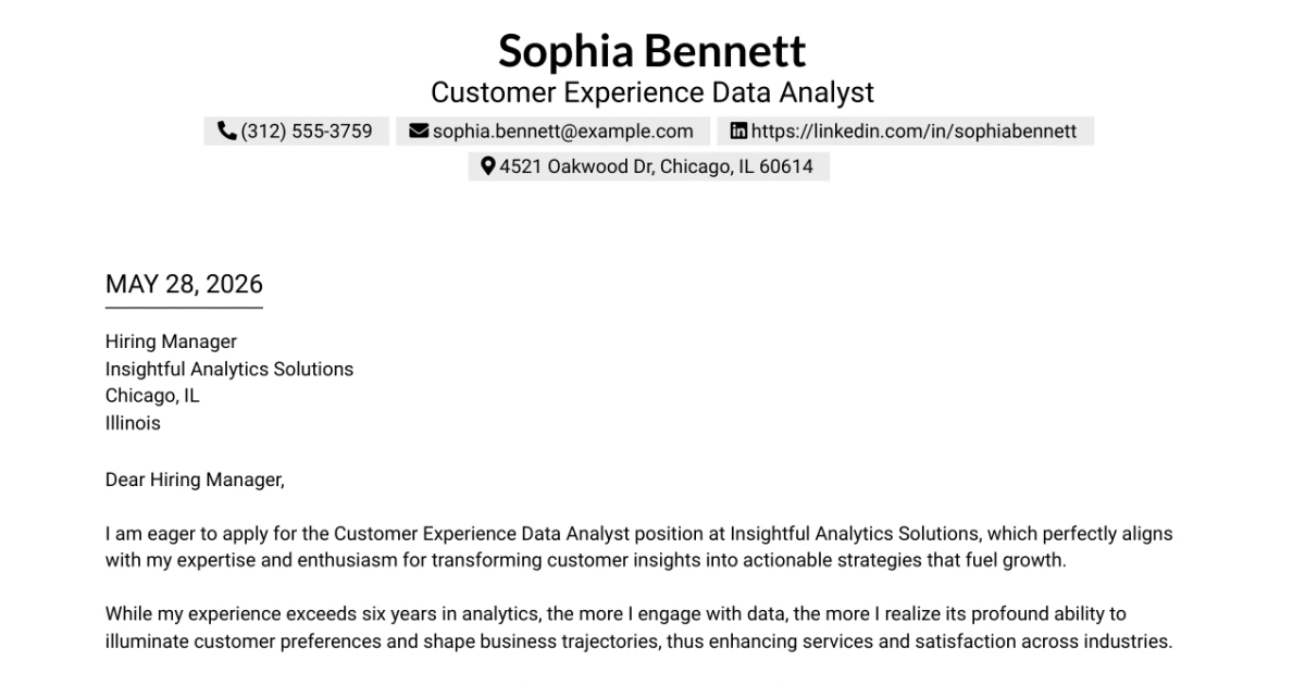 30+ Customer Experience Data Analyst Cover Letter Templates with Example 2026