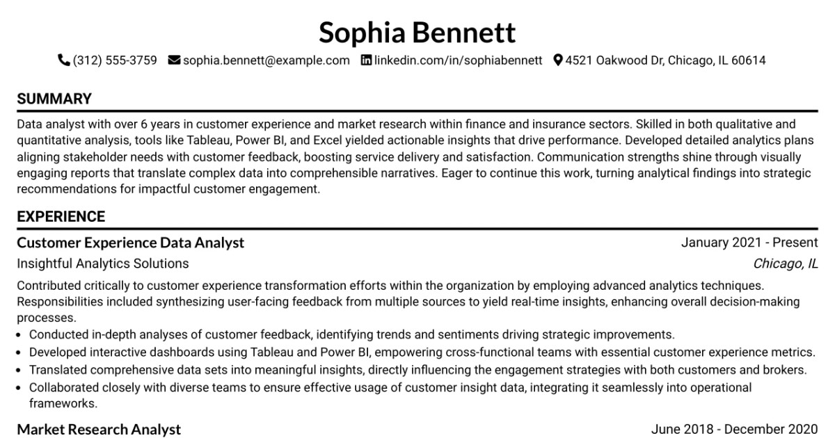 33 Customer Experience Data Analyst Resume Templates with Example 2026 (ATS-Optimized)