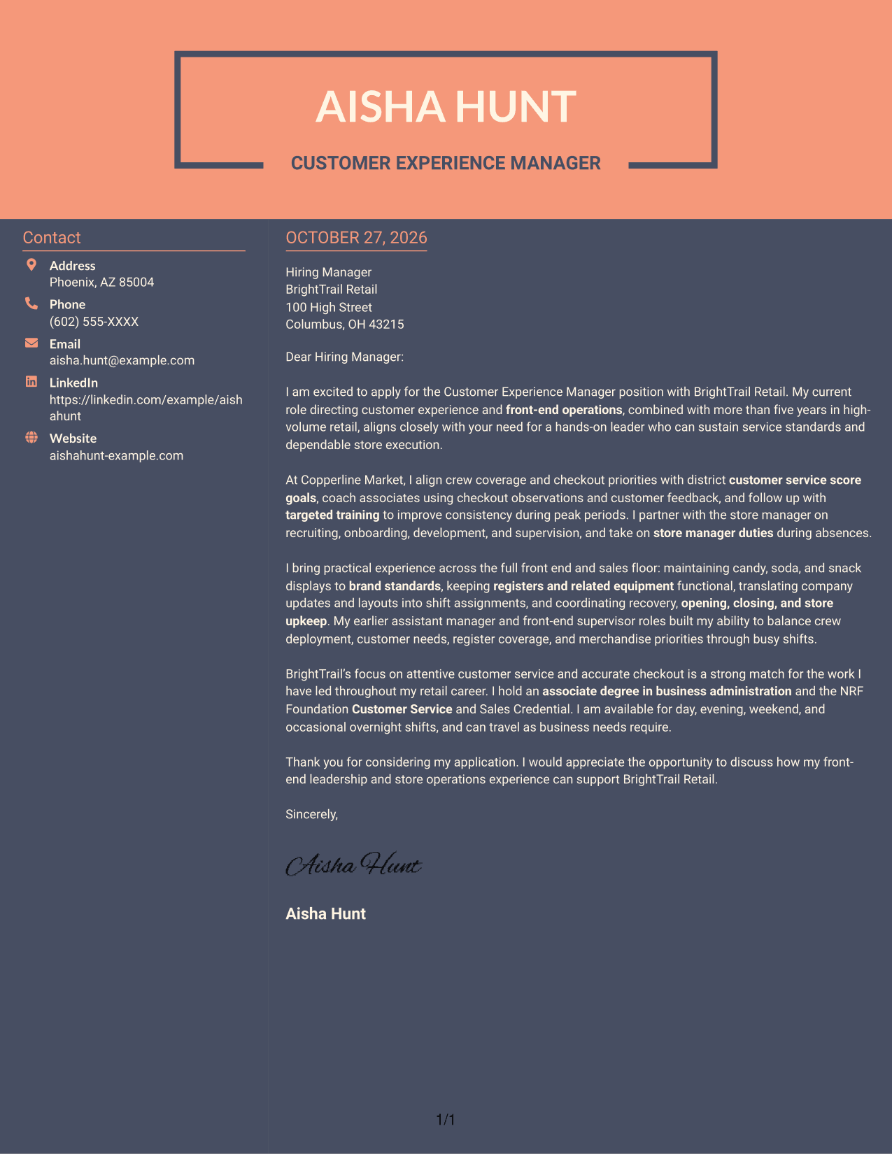 Cover letter example — page 1