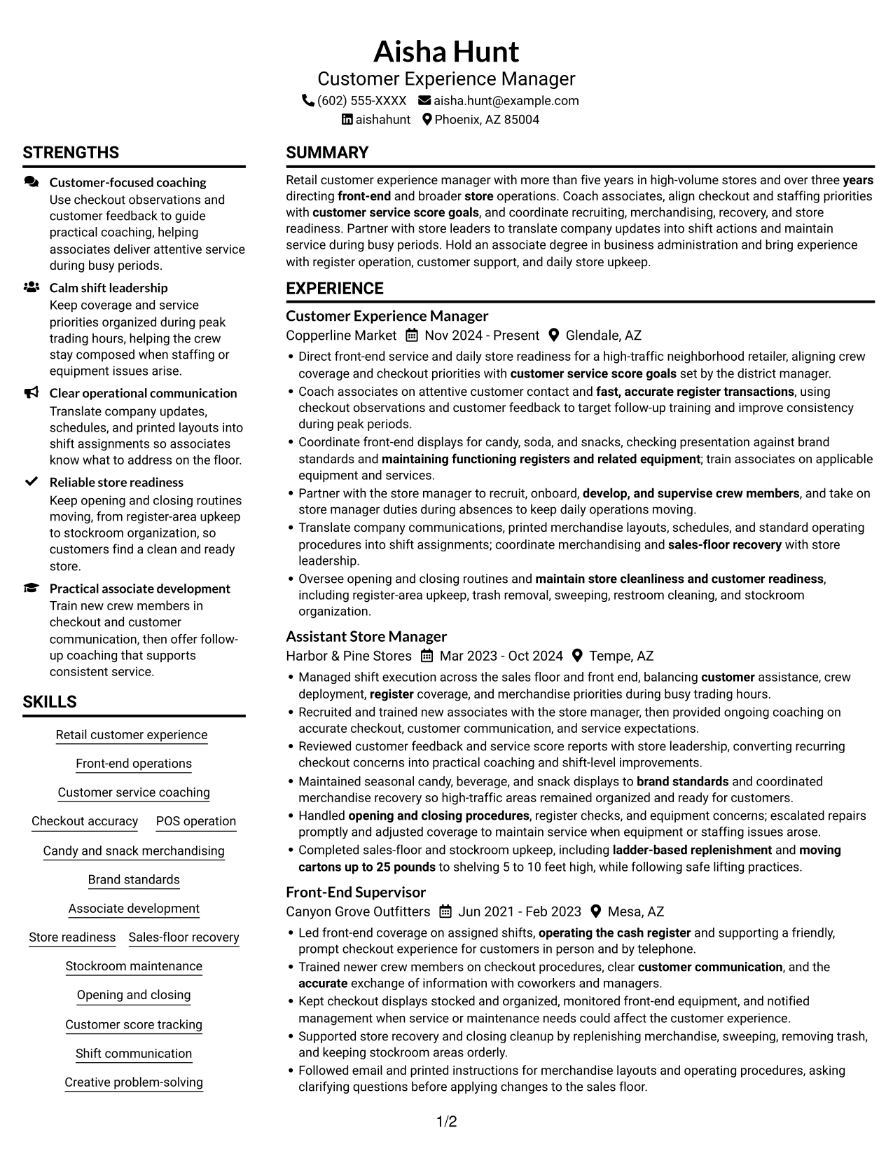 Resume example — page 1