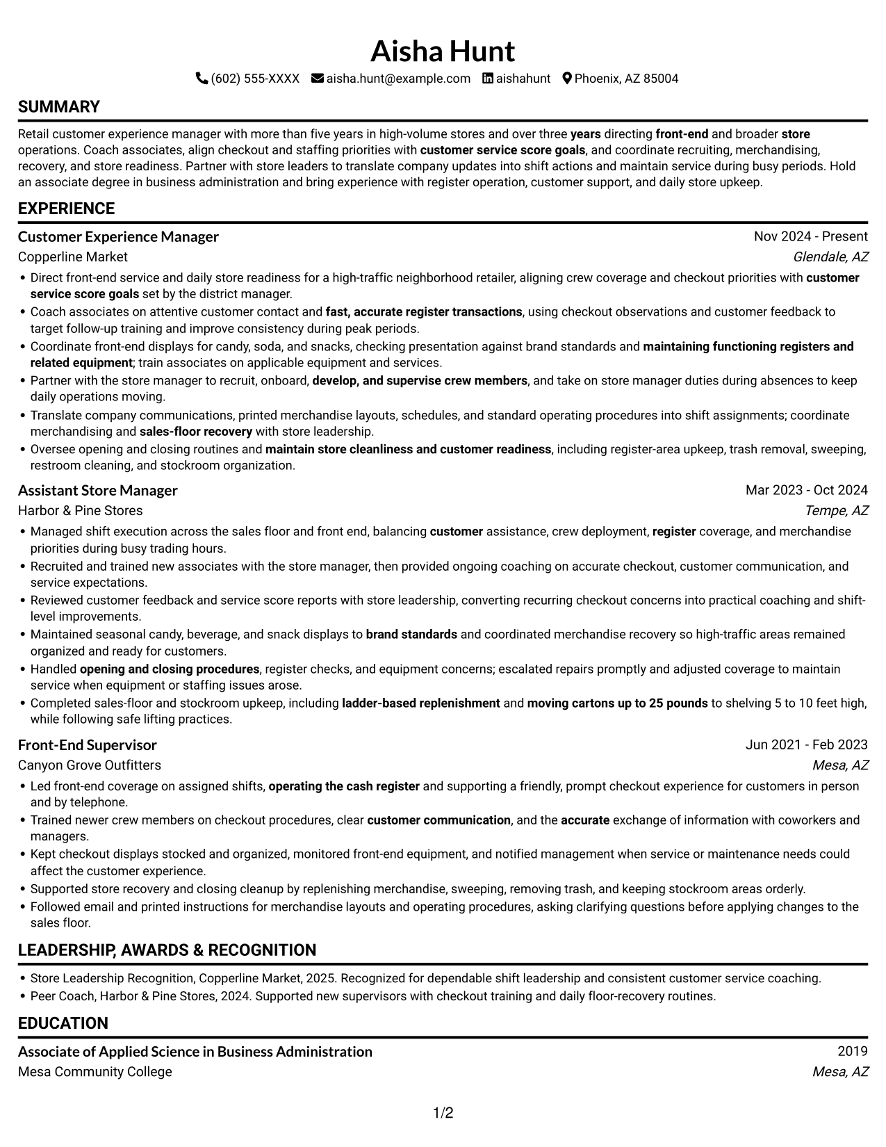 Resume example — page 1
