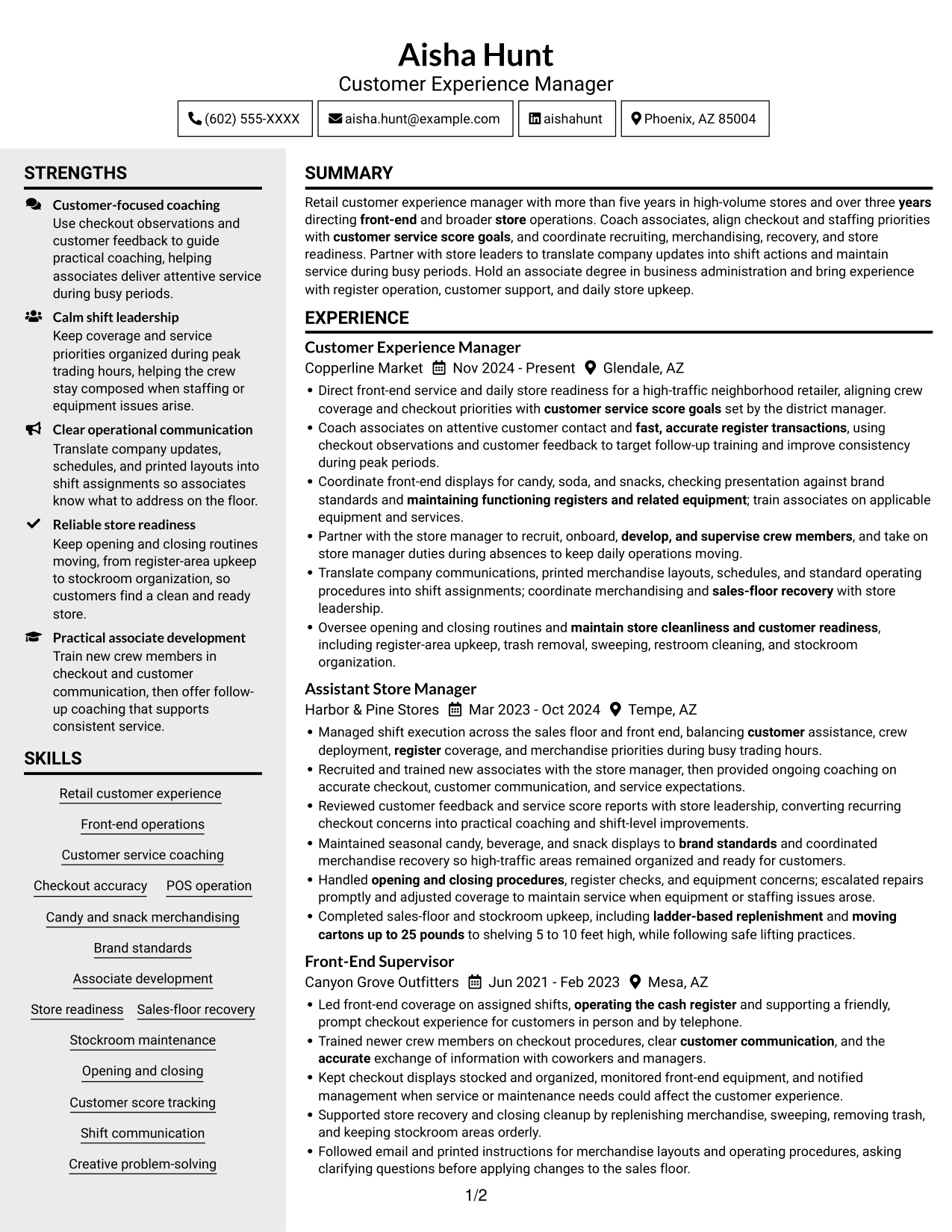 Resume example — page 1