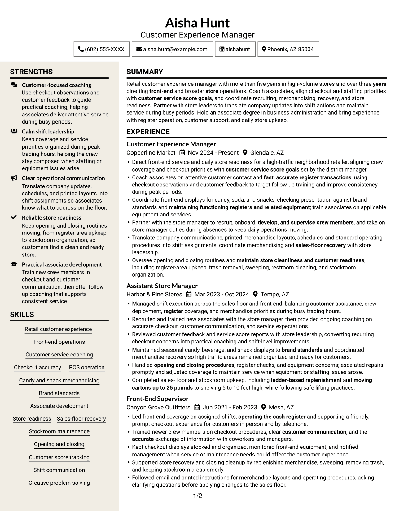 Resume example — page 1