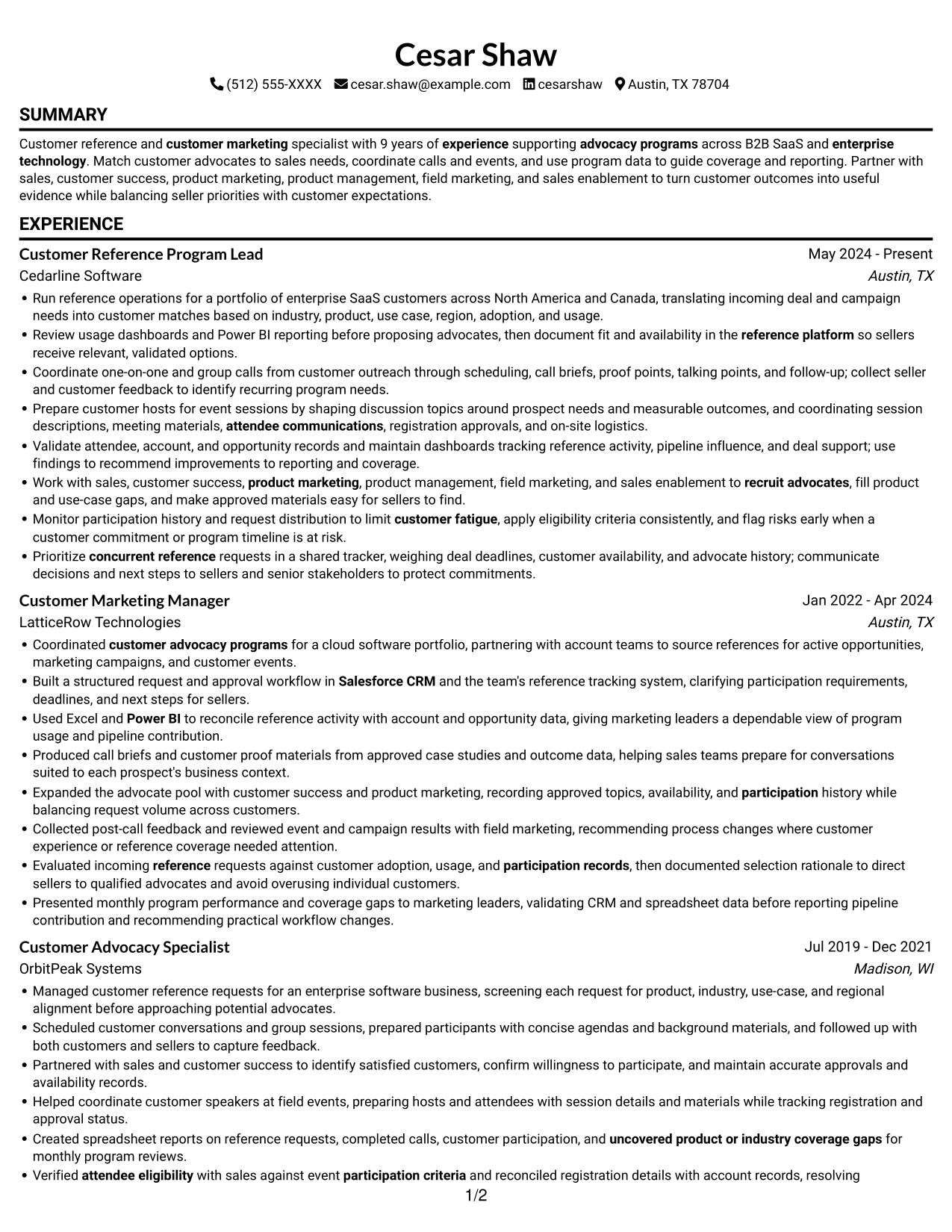 Resume example — page 1