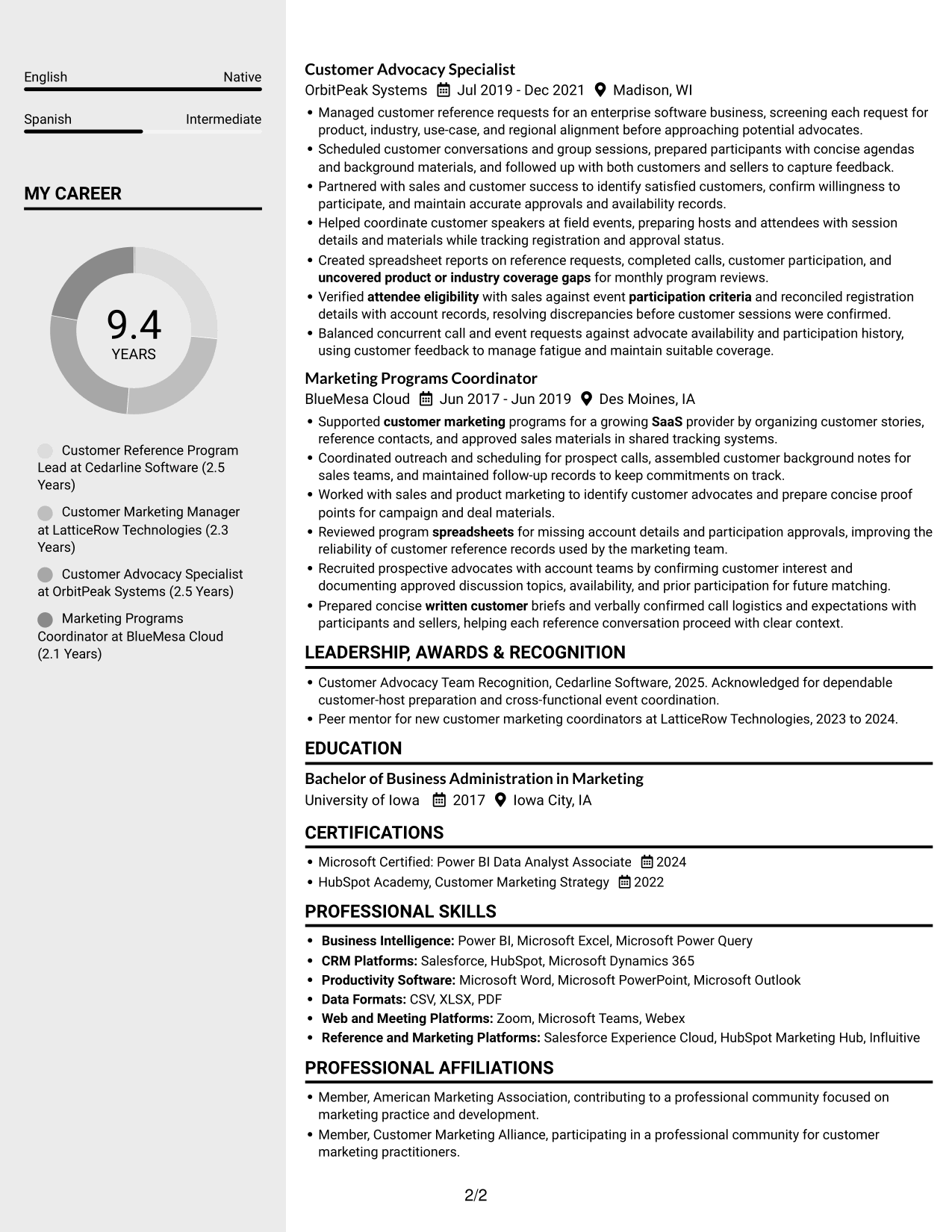 Resume example — page 2