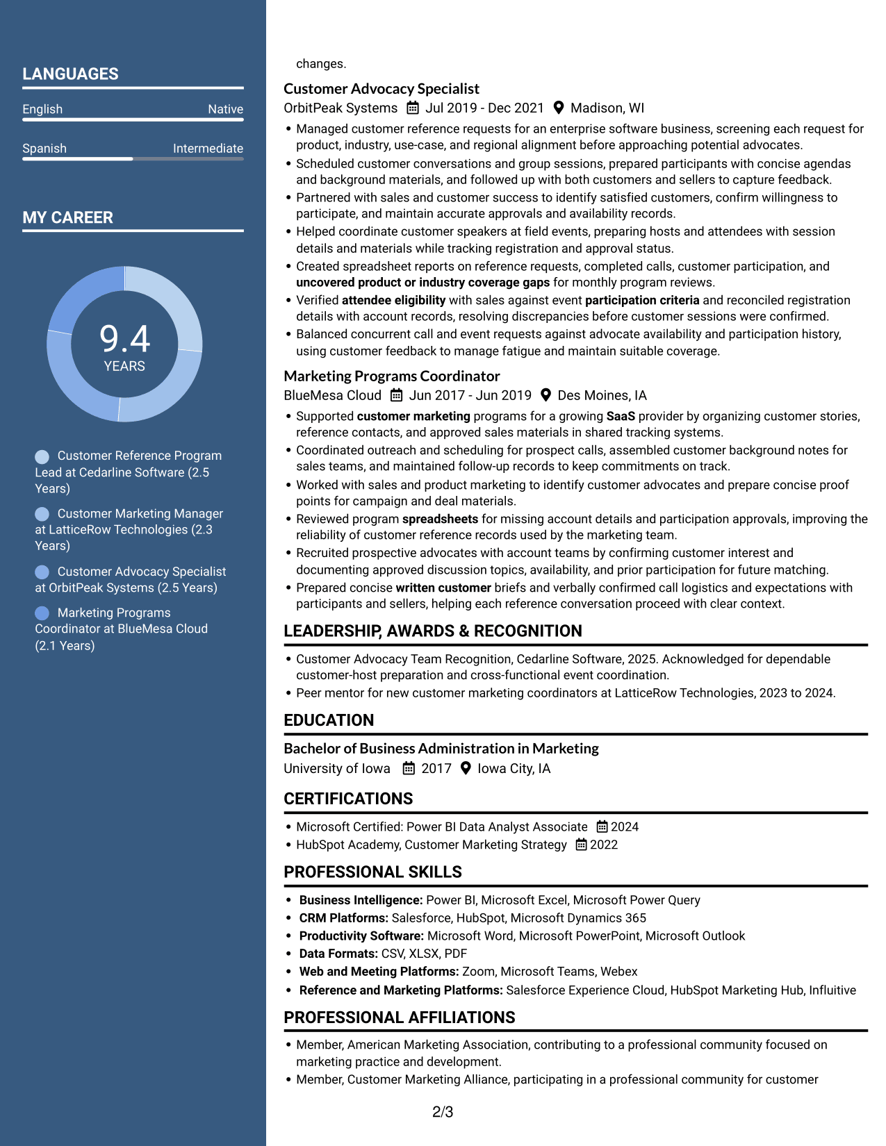 Resume example — page 2