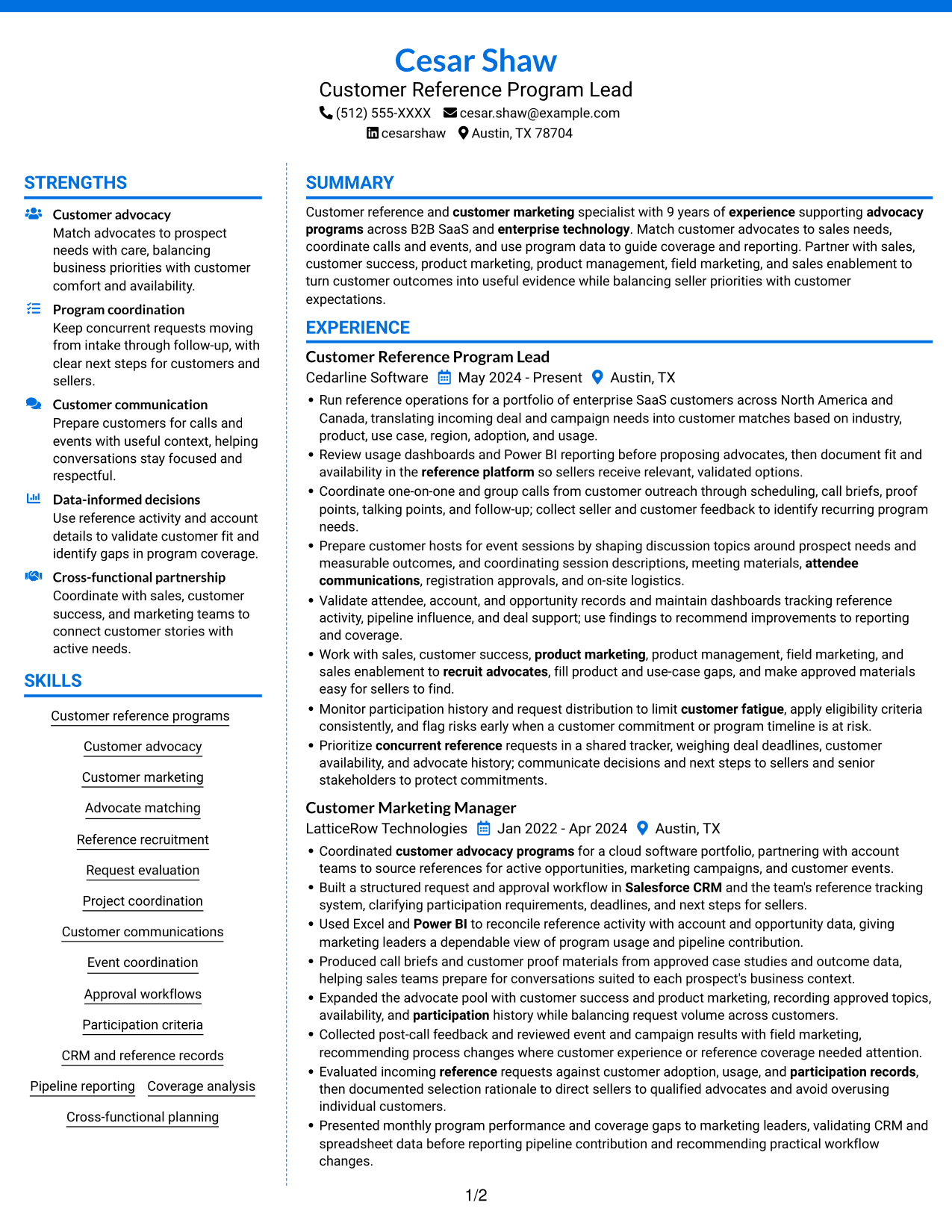 Resume example — page 1