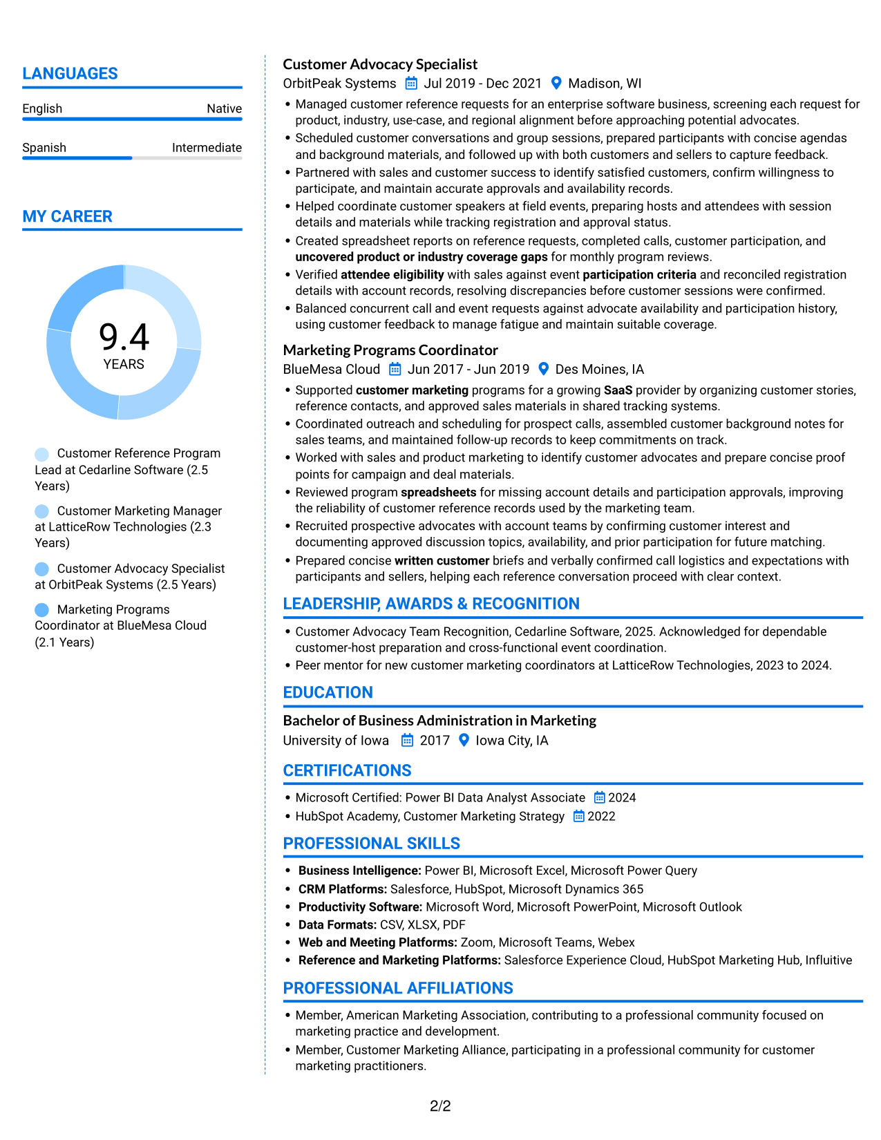 Resume example — page 2