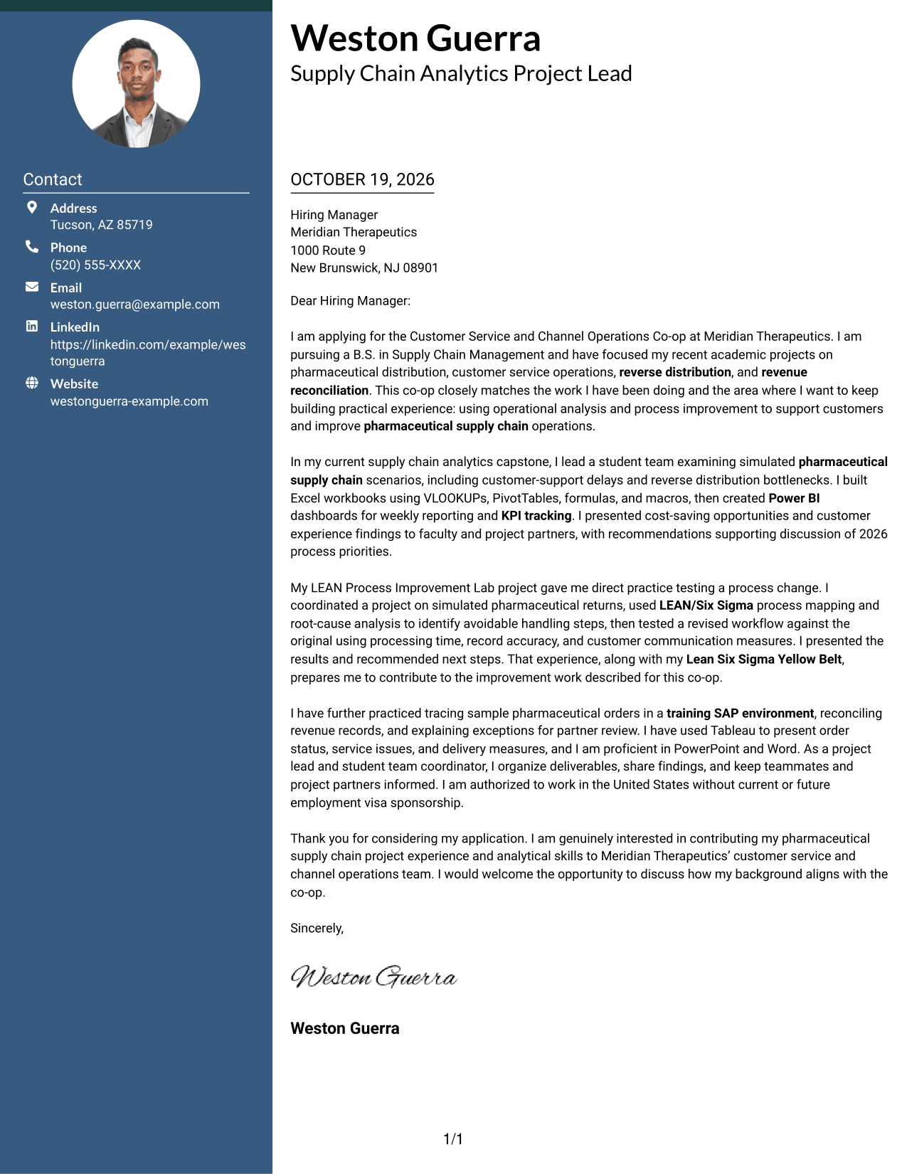 Cover letter example — page 1