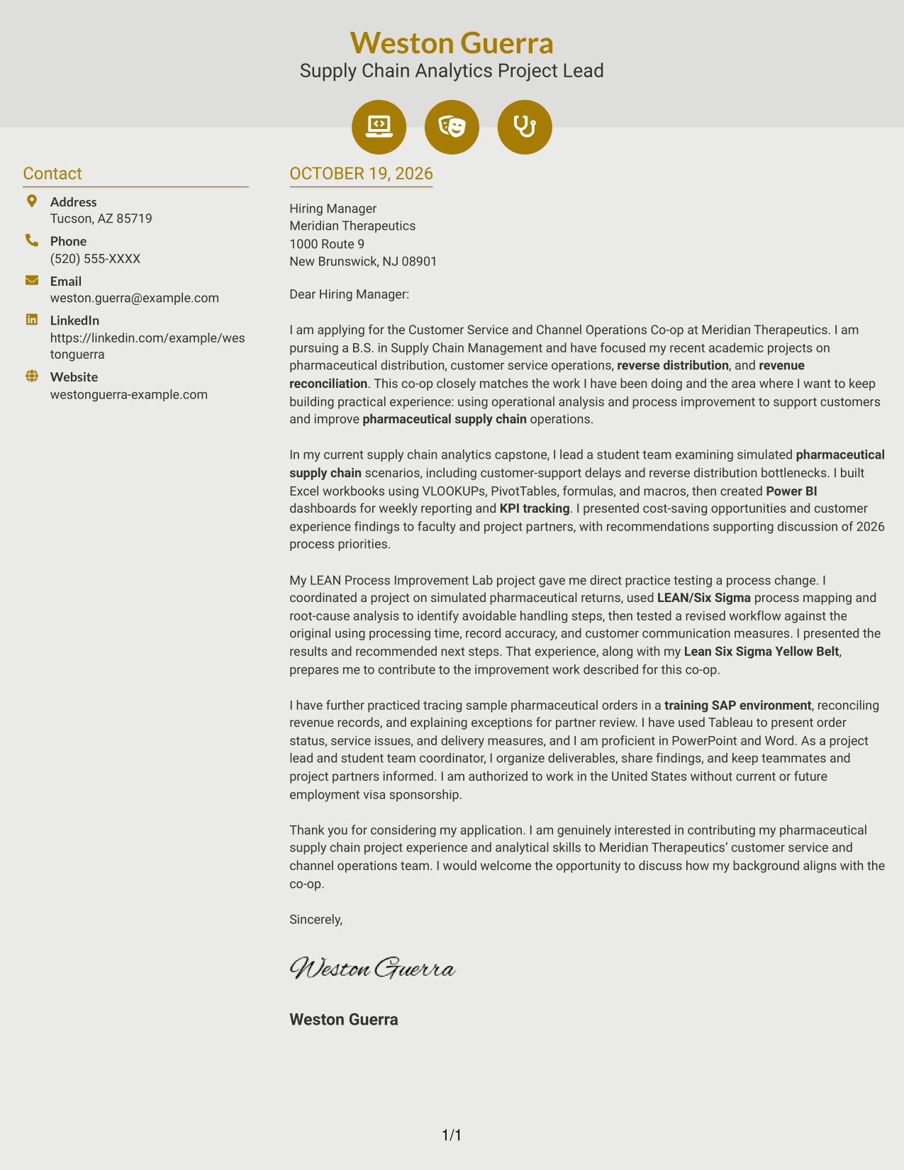 Cover letter example — page 1
