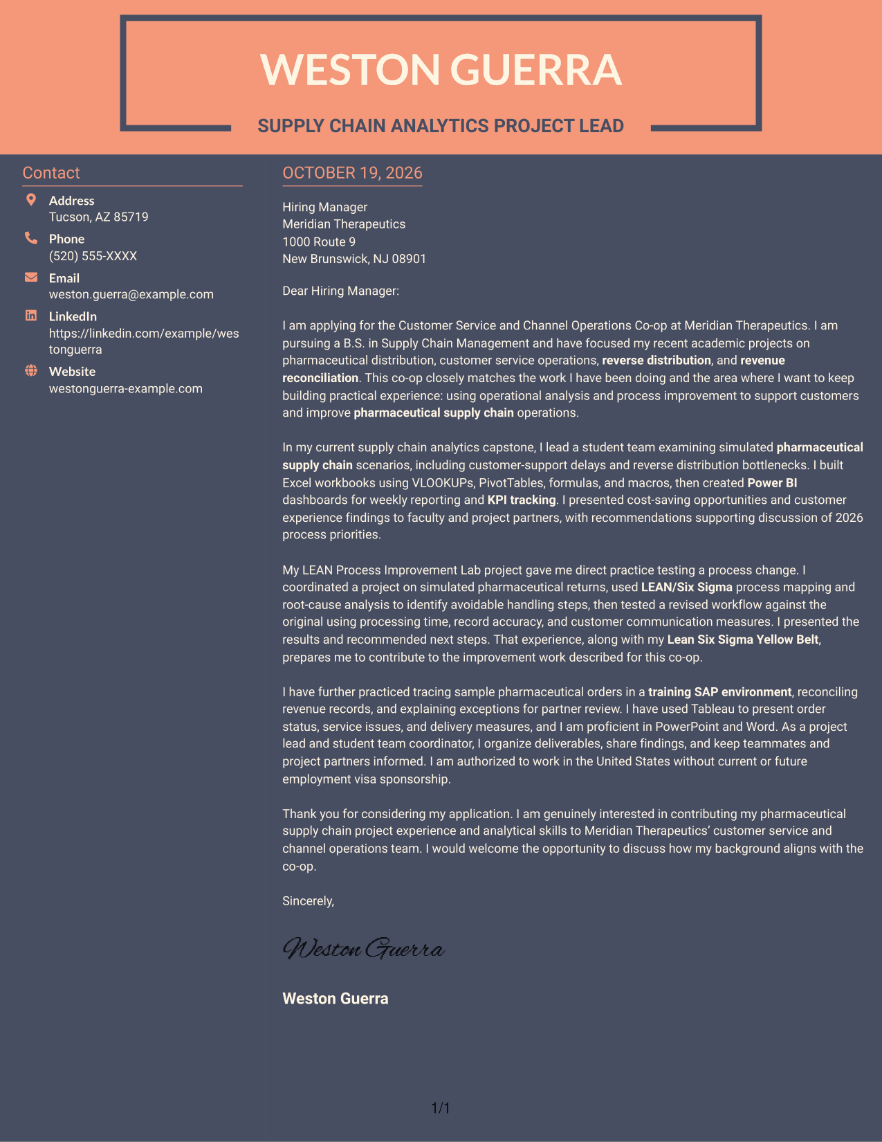 Cover letter example — page 1