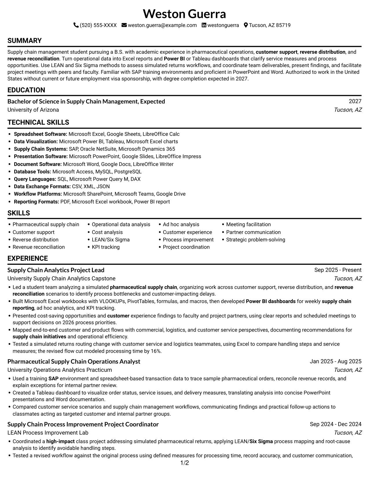 Resume example — page 1
