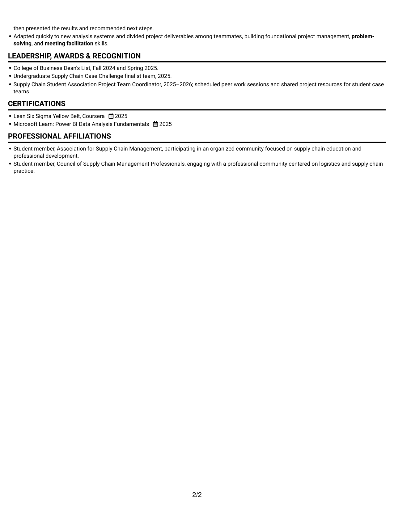 Resume example — page 2