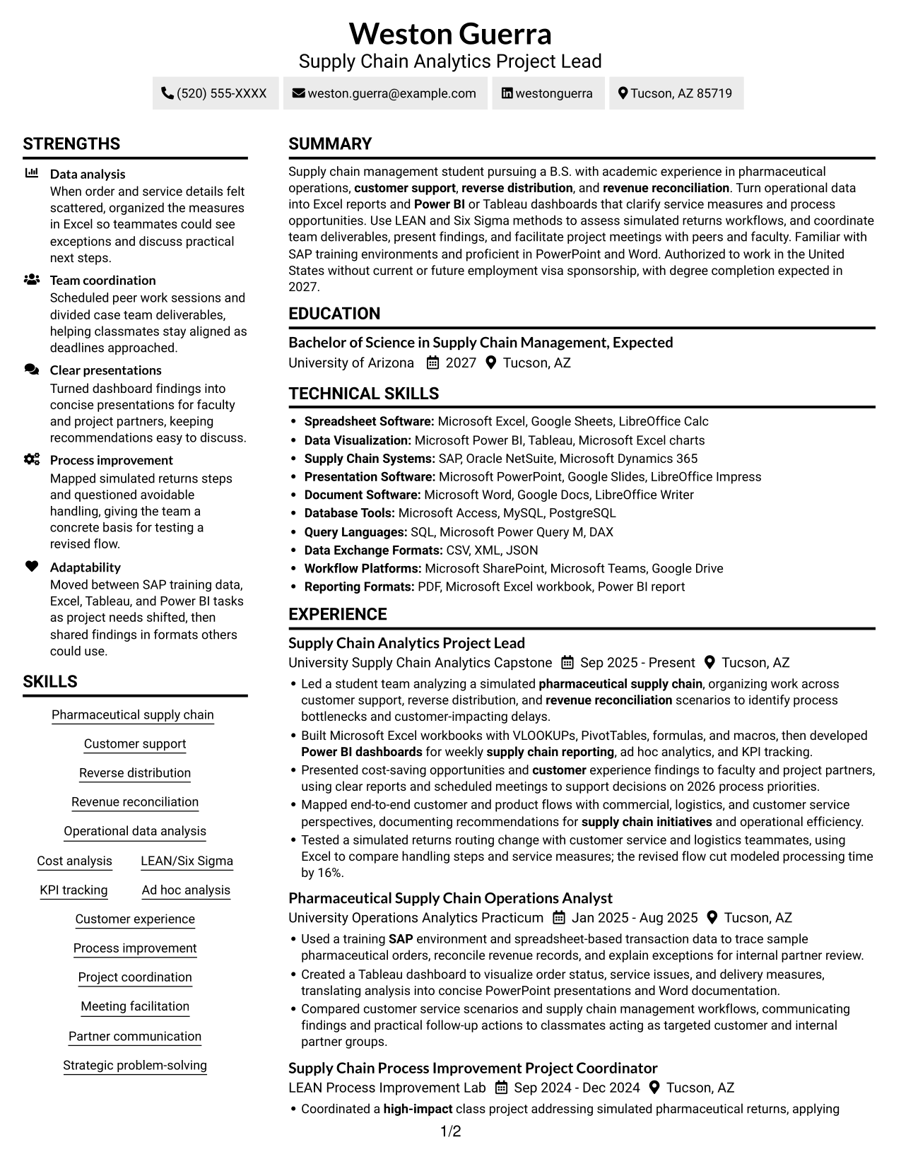 Resume example — page 1