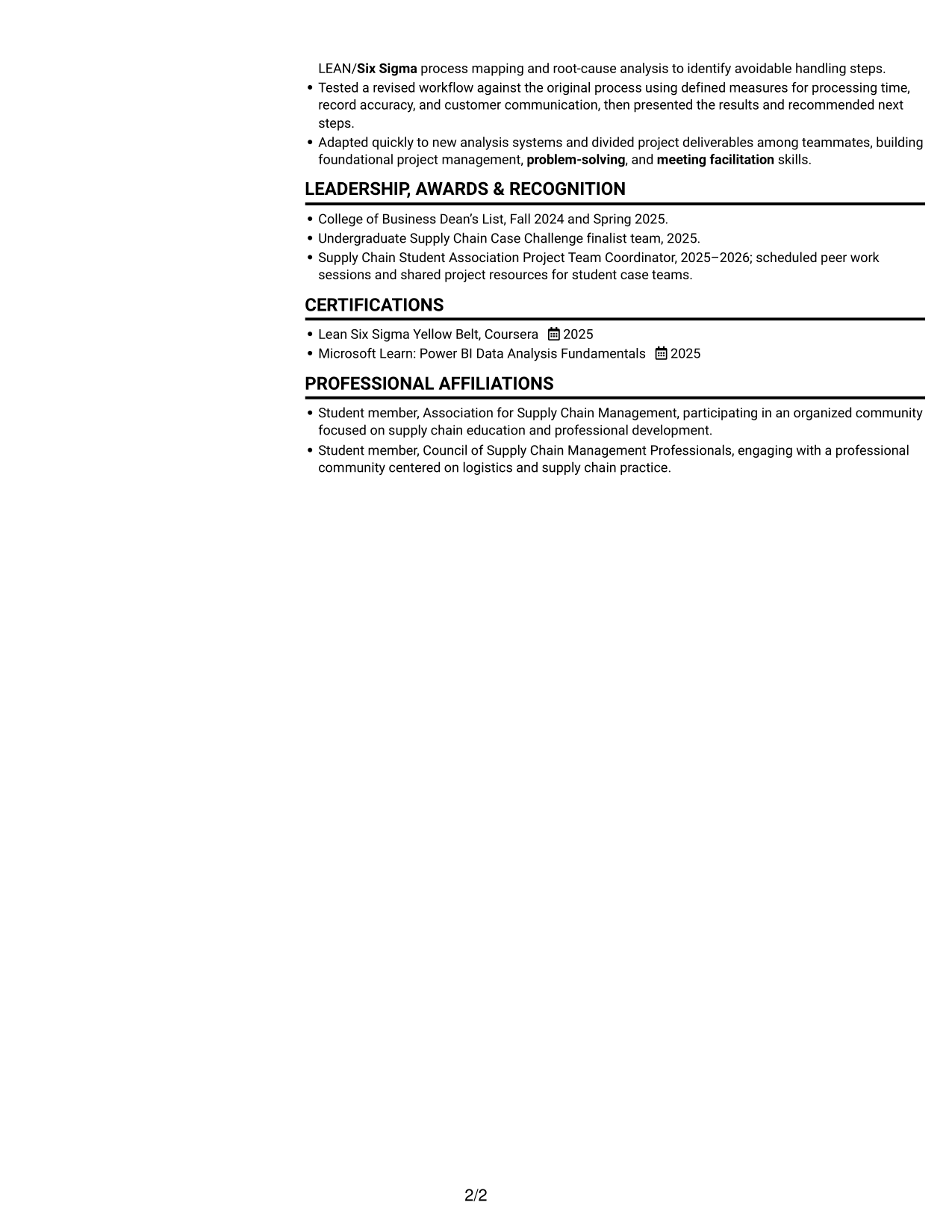Resume example — page 2