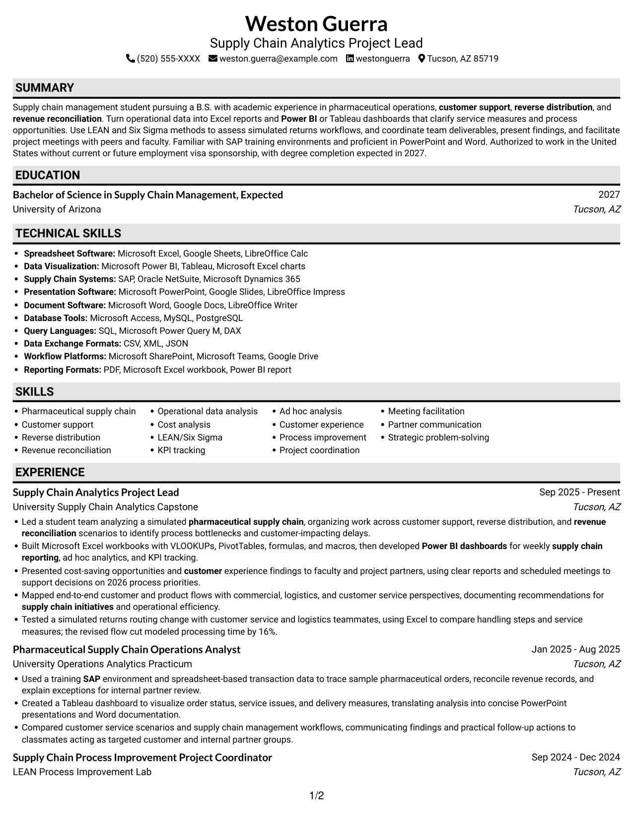 Resume example — page 1