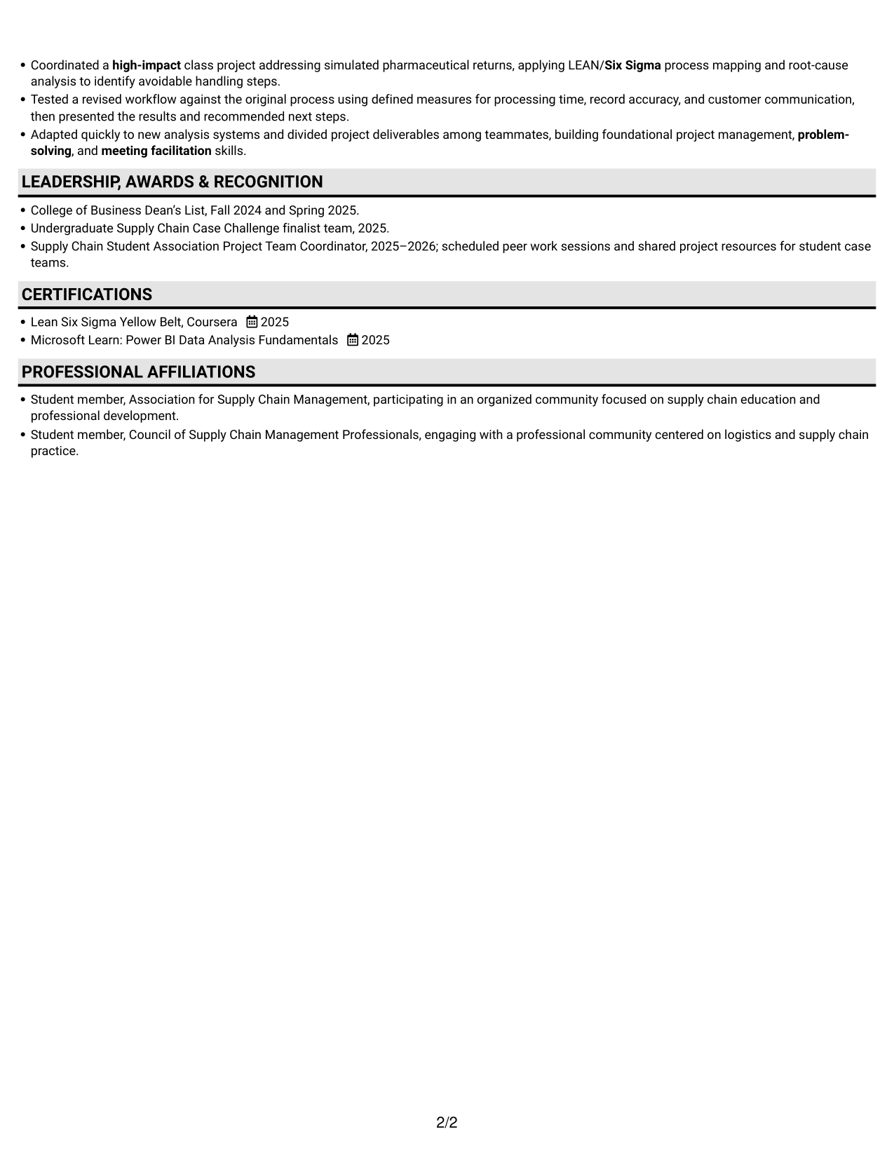Resume example — page 2
