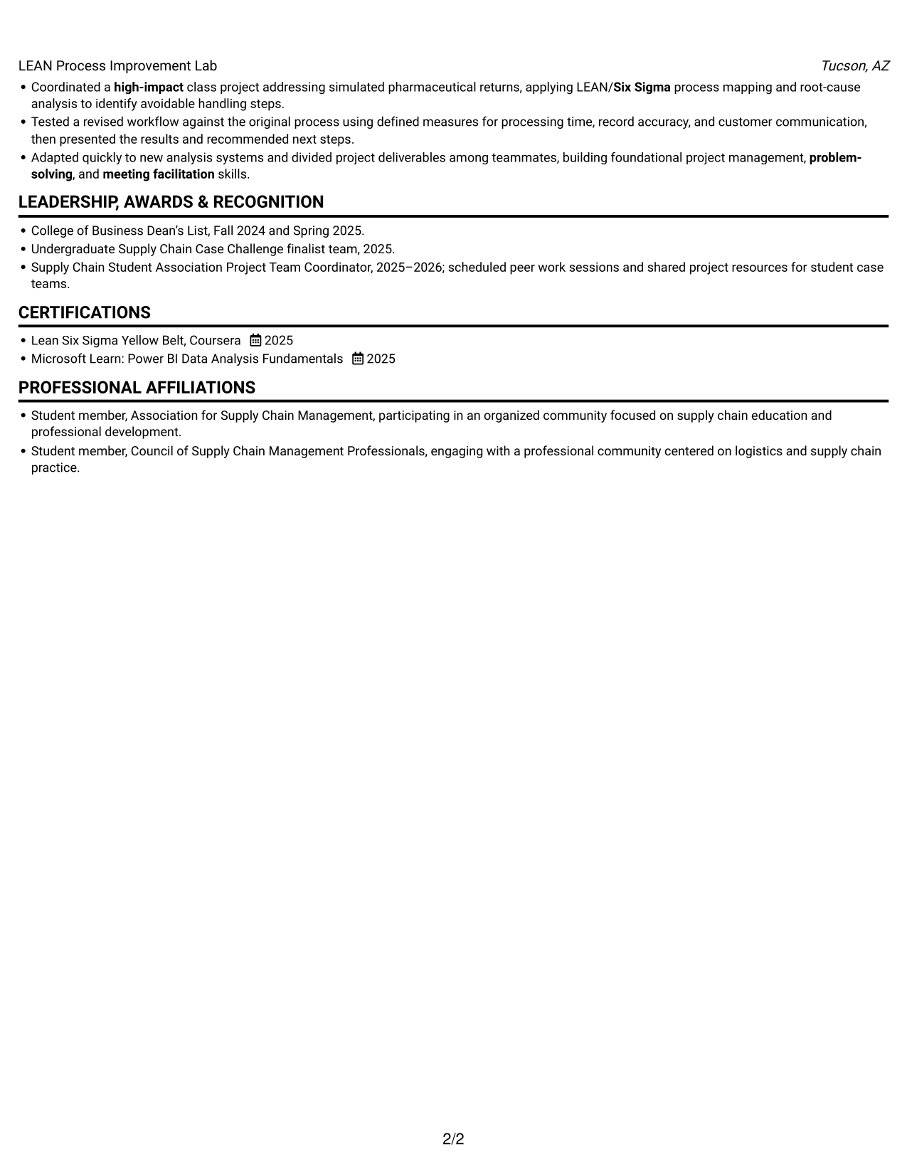 Resume example — page 2