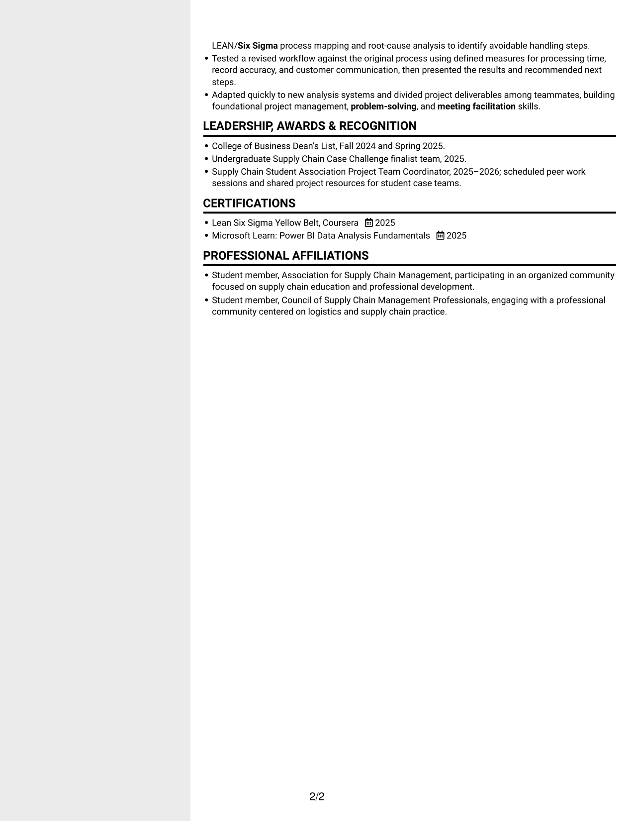 Resume example — page 2
