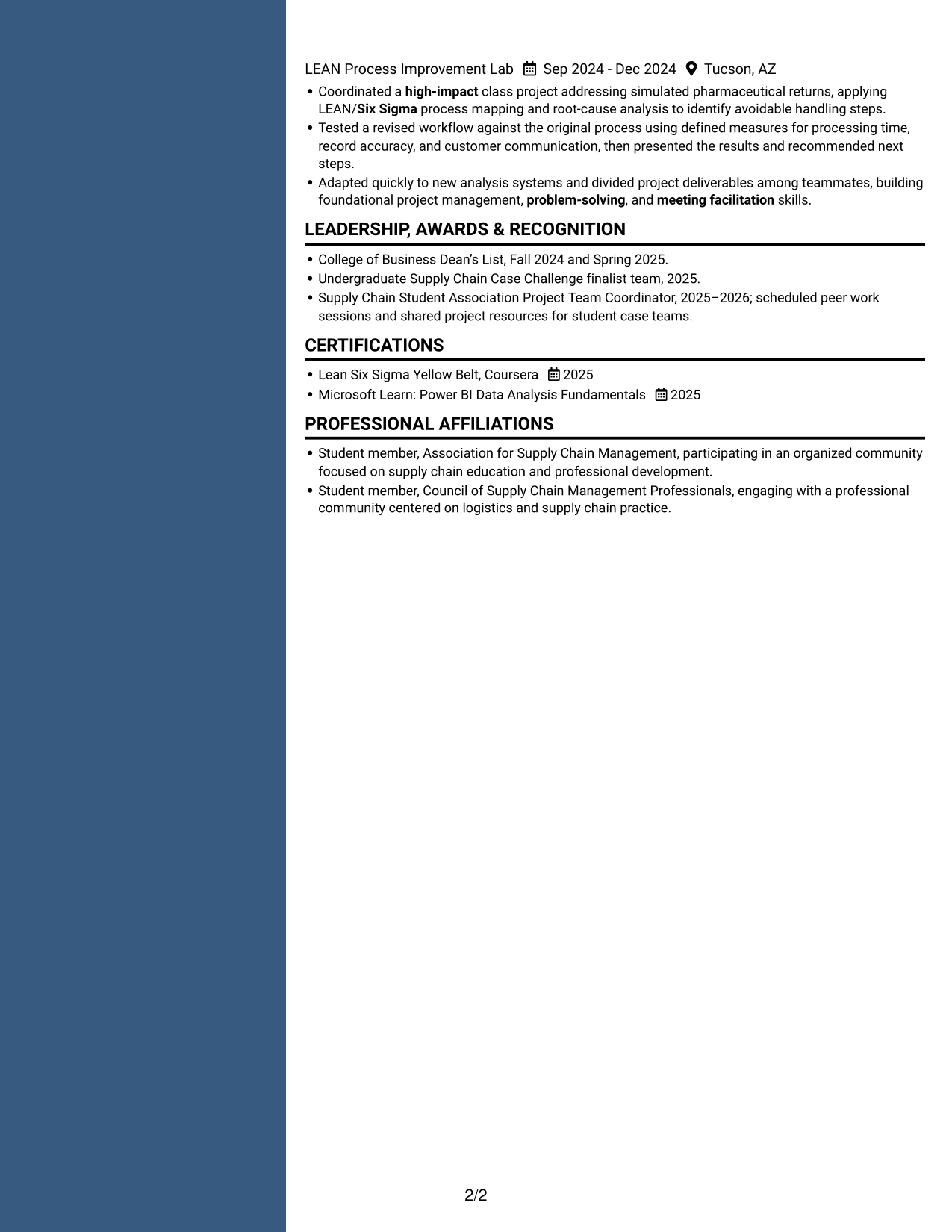 Resume example — page 2