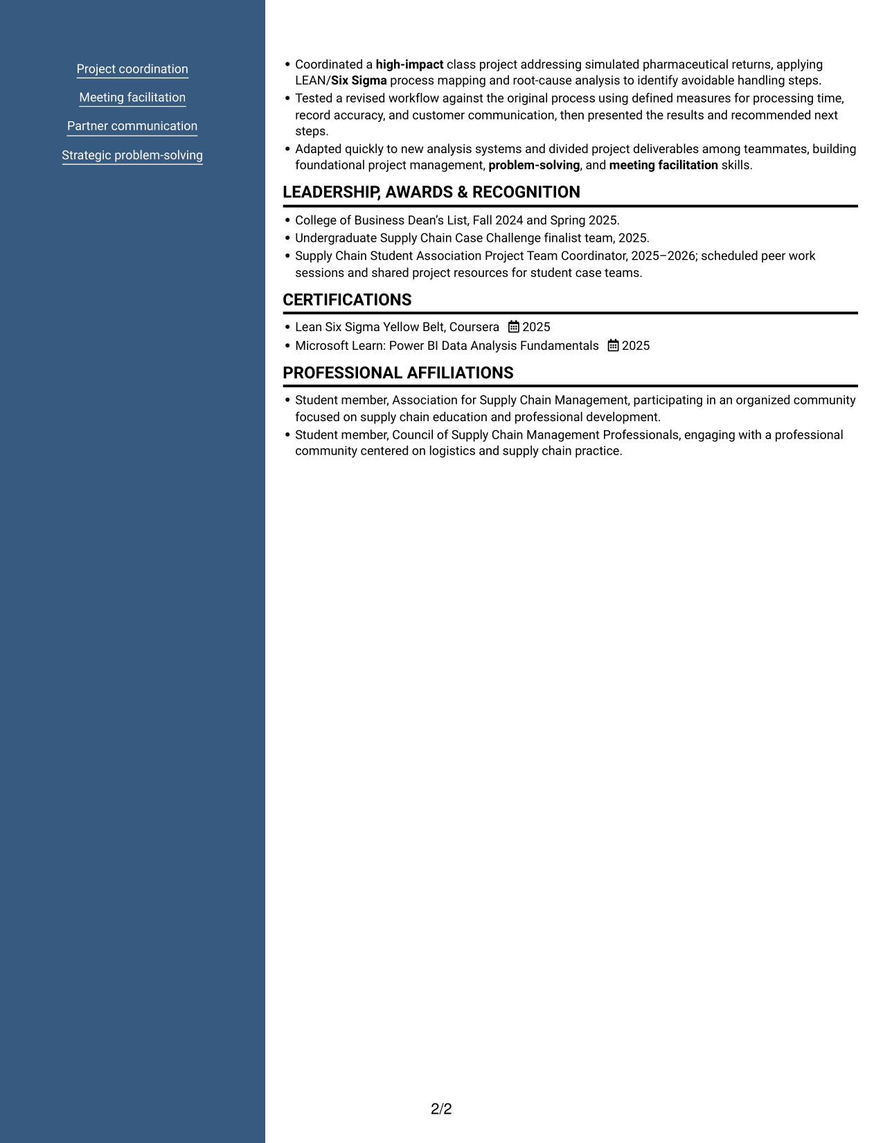 Resume example — page 2