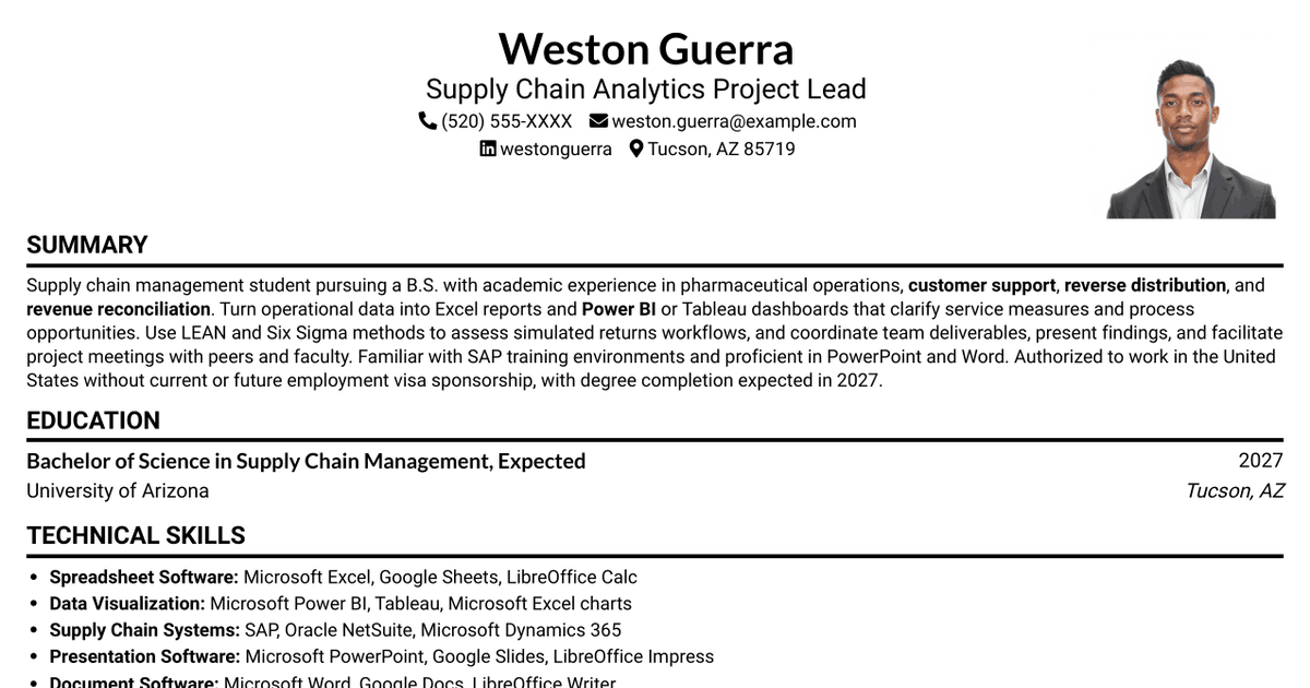 7 Customer Service and Channel Operations Co-op - Pharmaceutical Supply Chain Resume Templates with Example