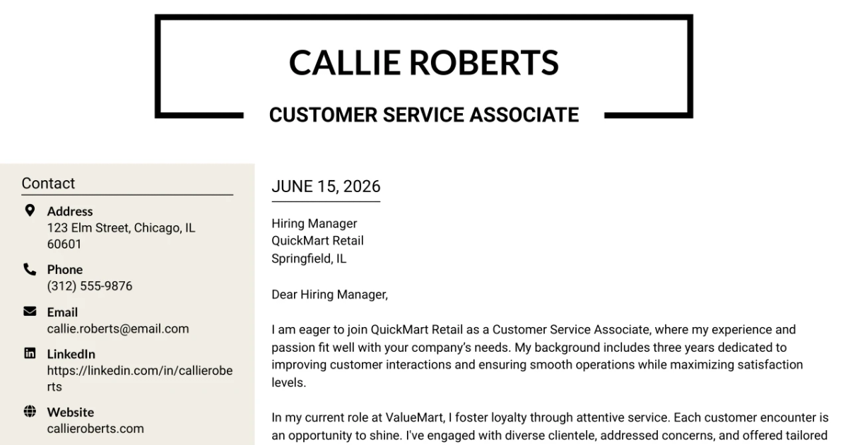 30+ Customer Service Associate Position Cover Letter Templates with Example 2026
