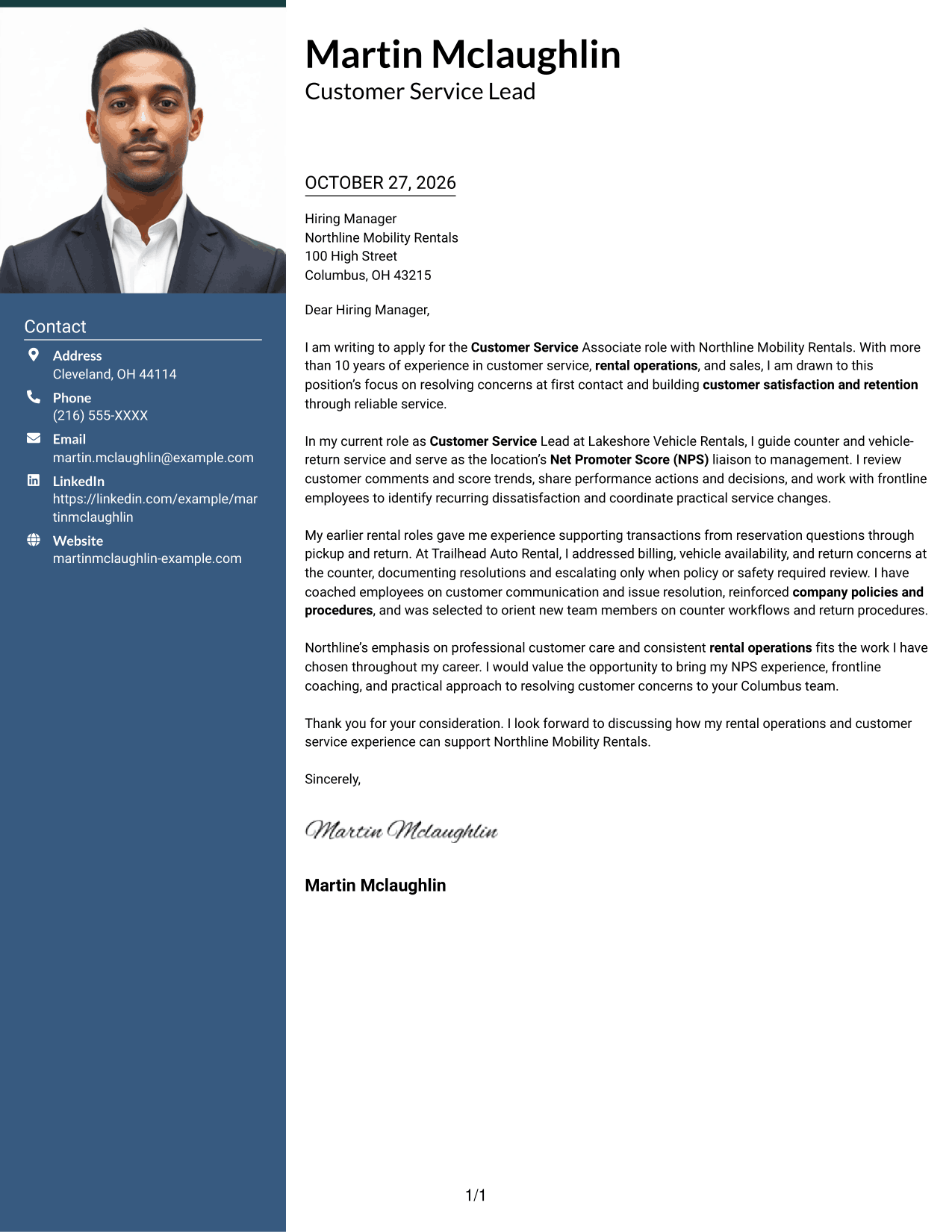 Cover letter example — page 1