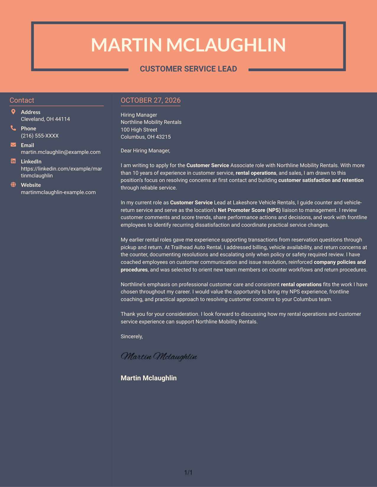 Cover letter example — page 1
