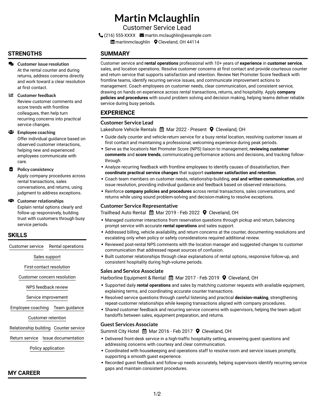 Resume example — page 1