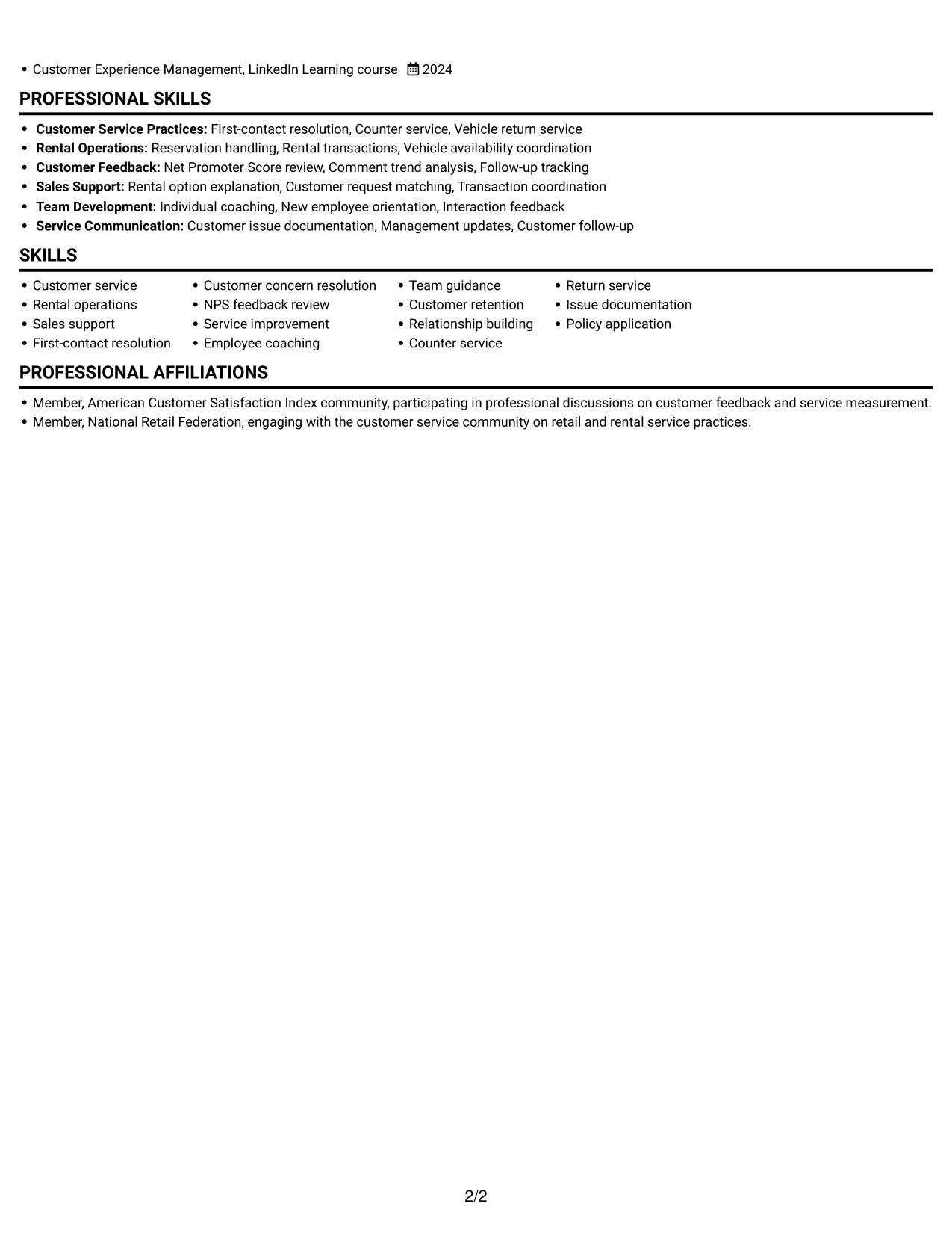Resume example — page 2