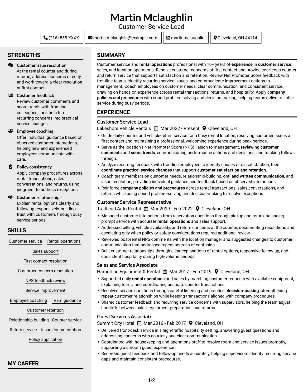 Resume example — page 1