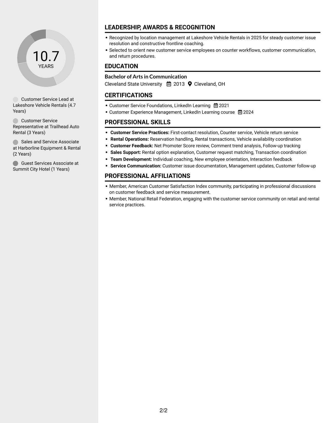 Resume example — page 2