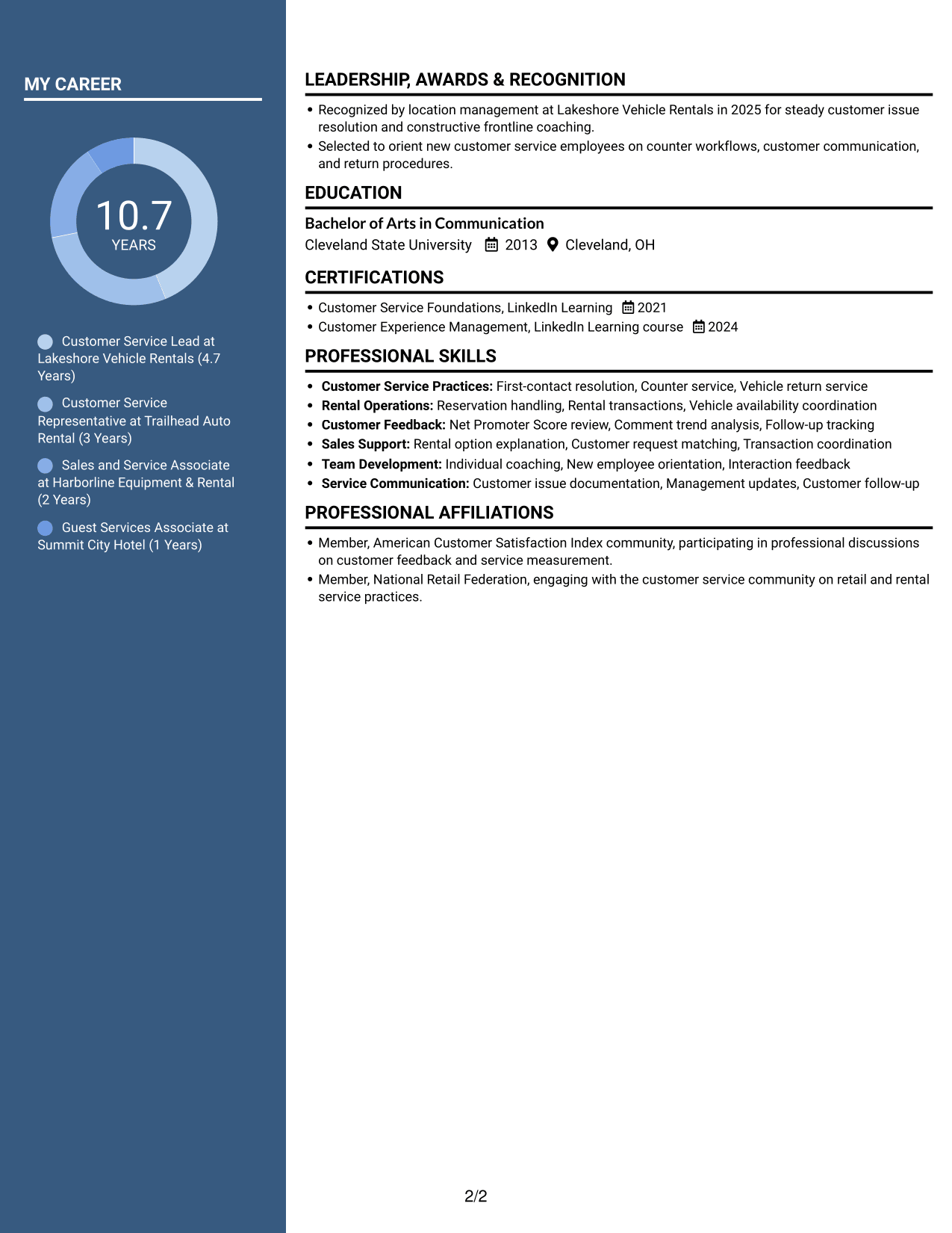 Resume example — page 2