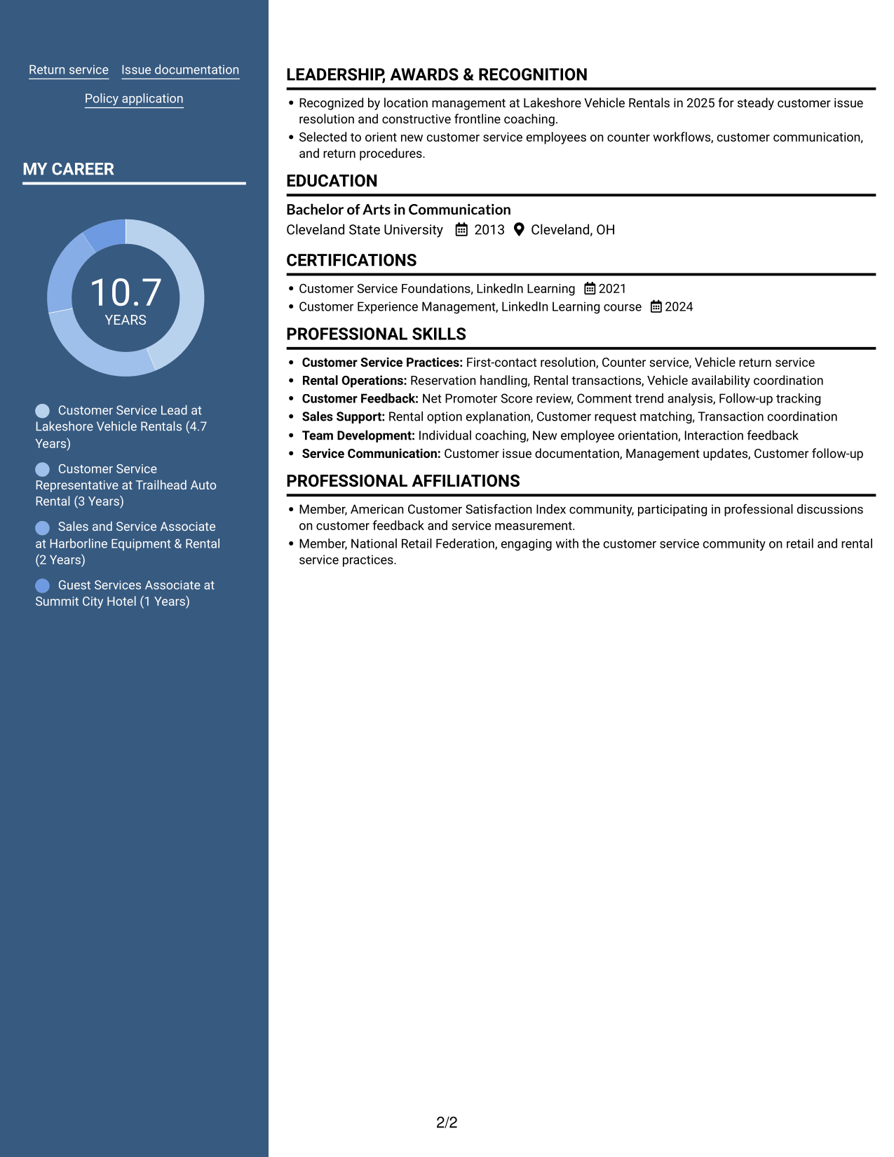 Resume example — page 2