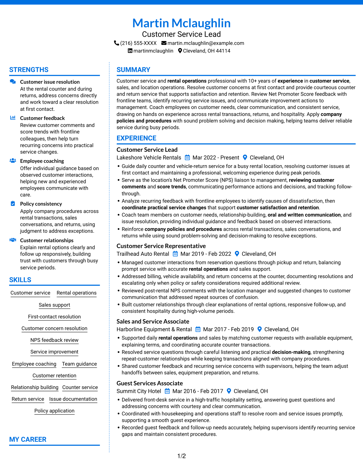 Resume example — page 1