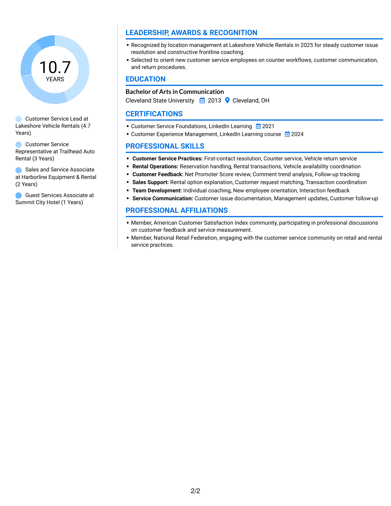 Resume example — page 2